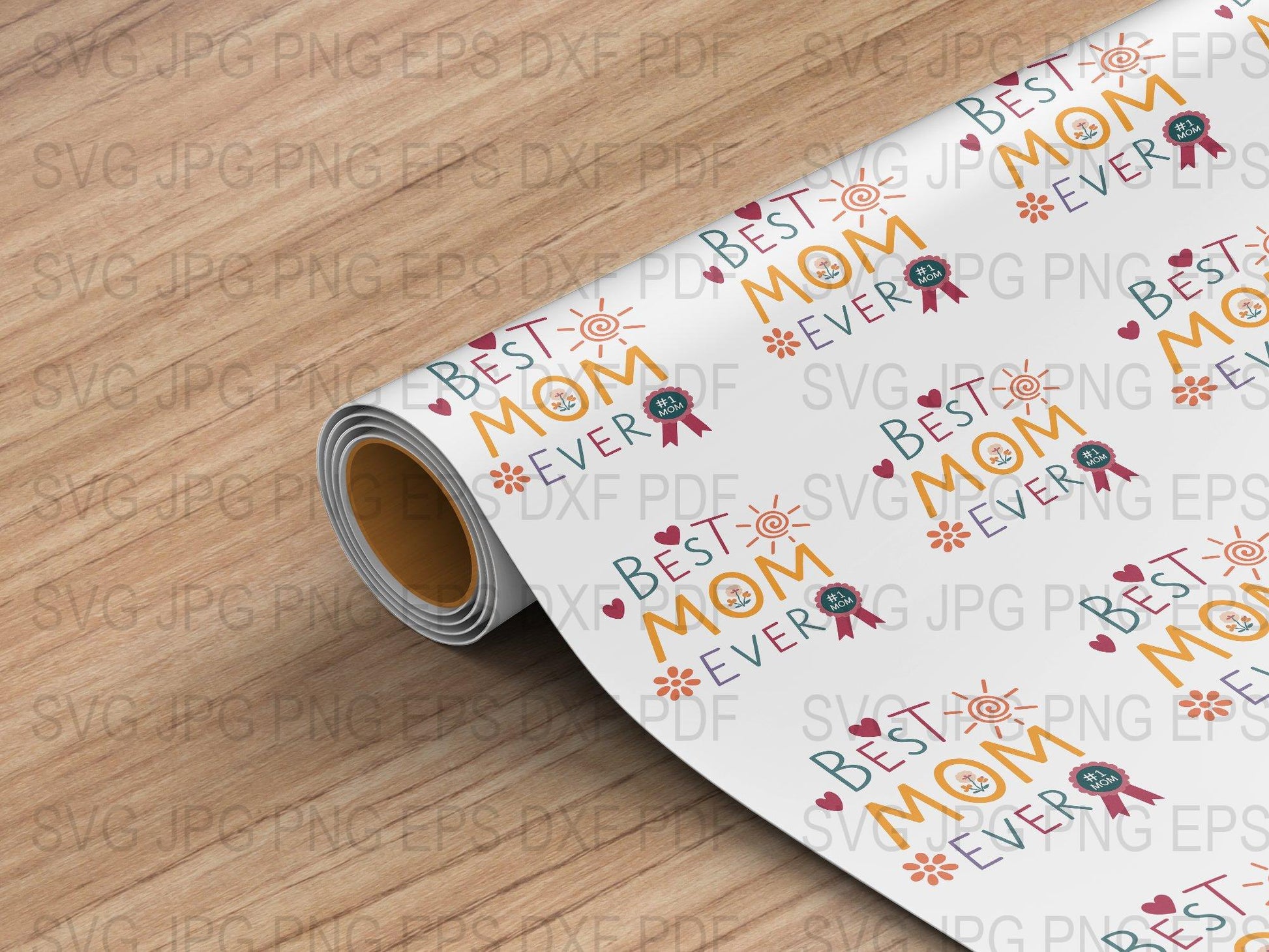 Best Mom Ever Printed Vinyl Roll, Floral Pattern, Craft Vinyl Sheet, DIY Gift Wrap, Mother's Day Special, Colorful Owls Design