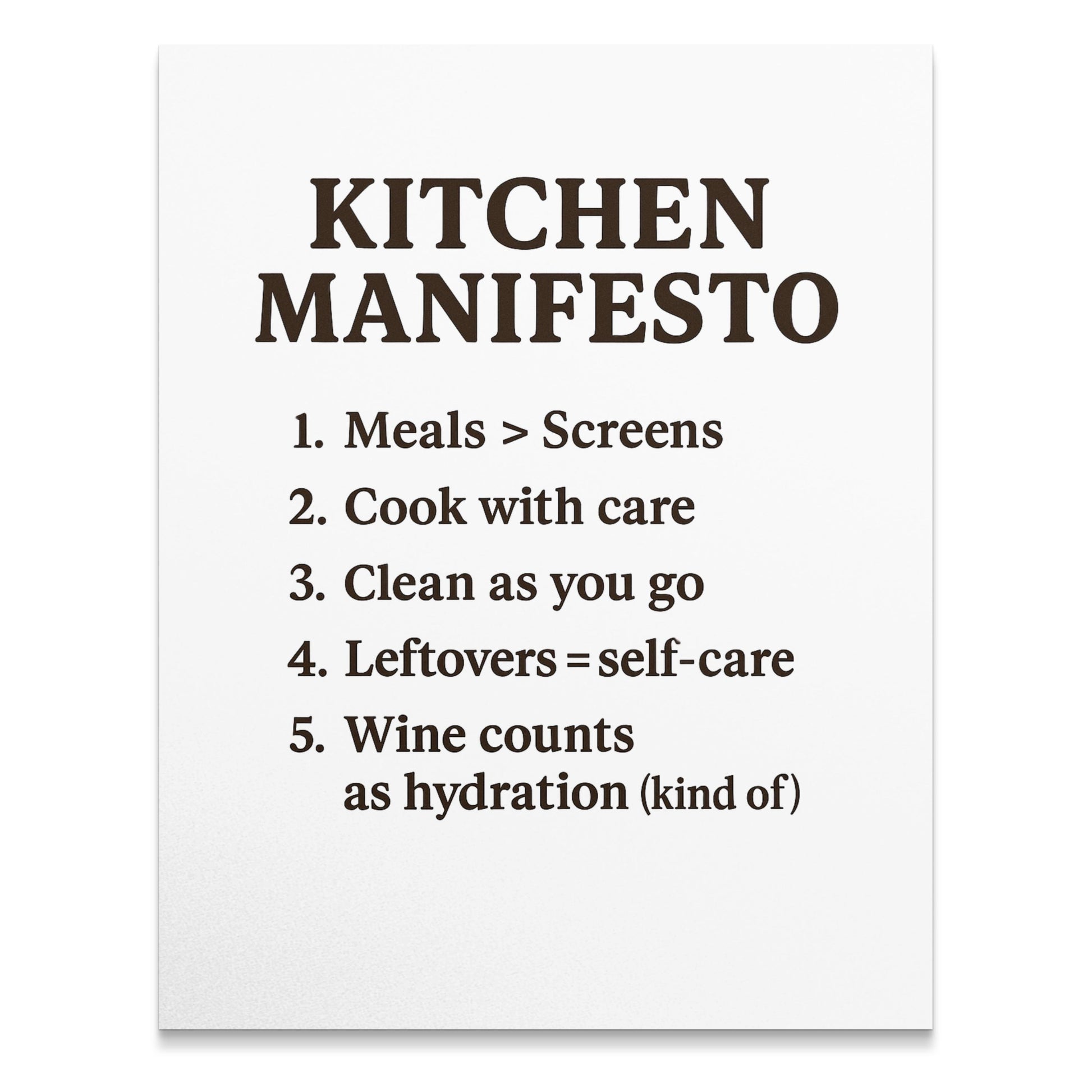 Kitchen Manifesto Poster, Minimalist Wall Art, Dining Room Decor, Home Chef Gift, Cooking Rules Print, Modern Typography Artwork