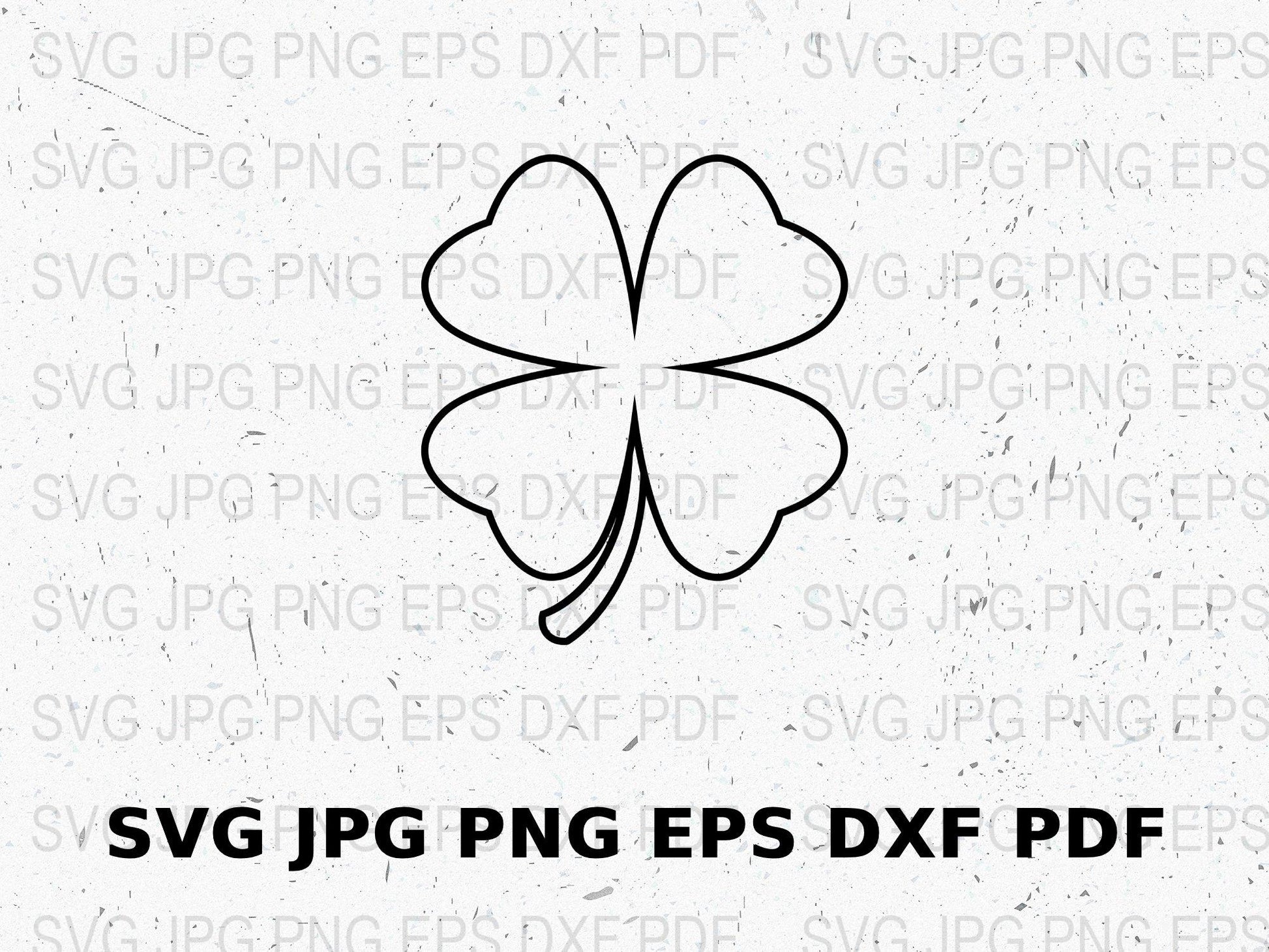Lucky Clover SVG File, Shamrock Outline Vector, Digital Download, St. Patrick's Day Clipart, Cricut and Silhouette Cut Files, PNG, EPS, DXF