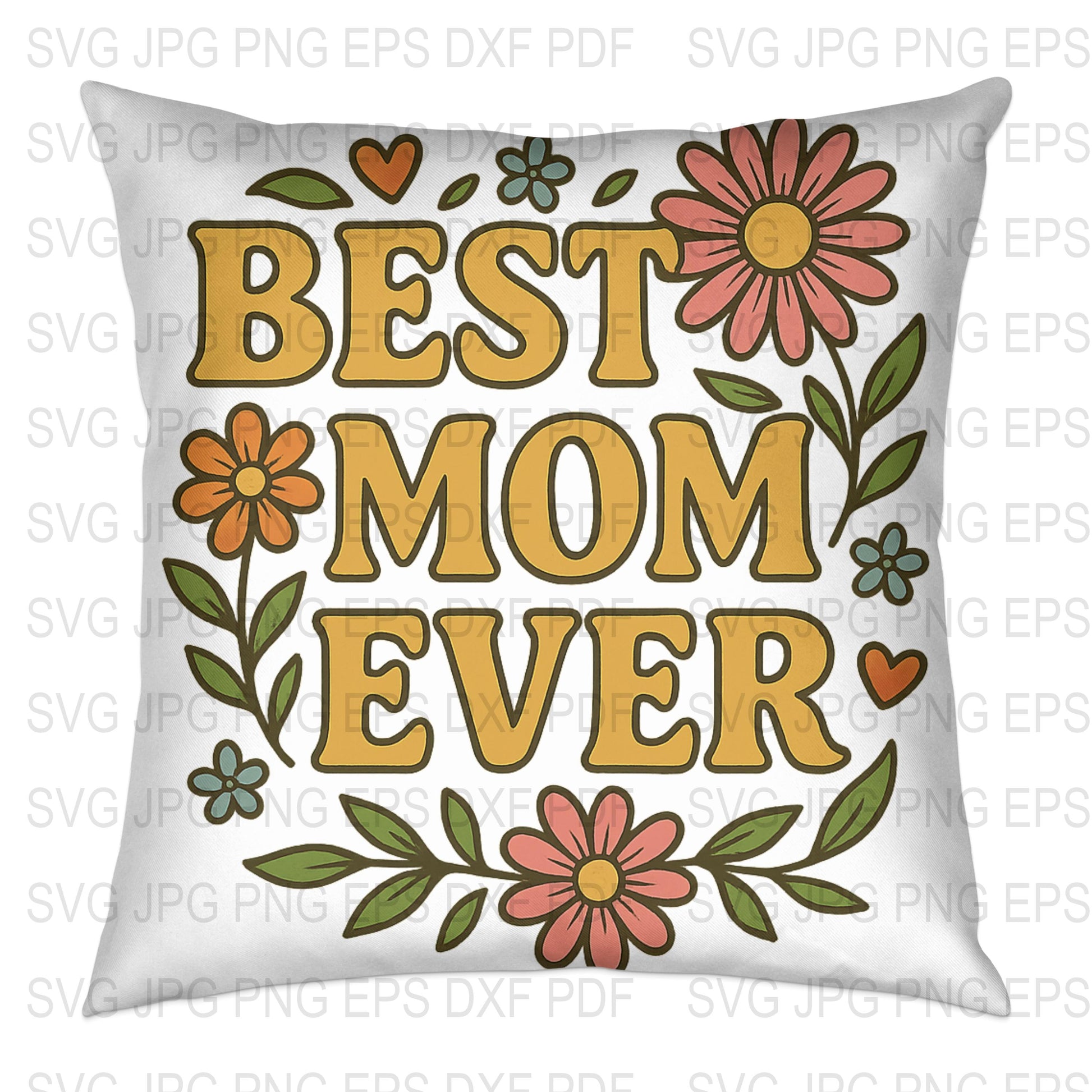 Best Mom Ever Pillow Cover, Floral Mother's Day Gift, Decorative Throw Pillow, Colorful Home Decor, Unique Gift for Mom