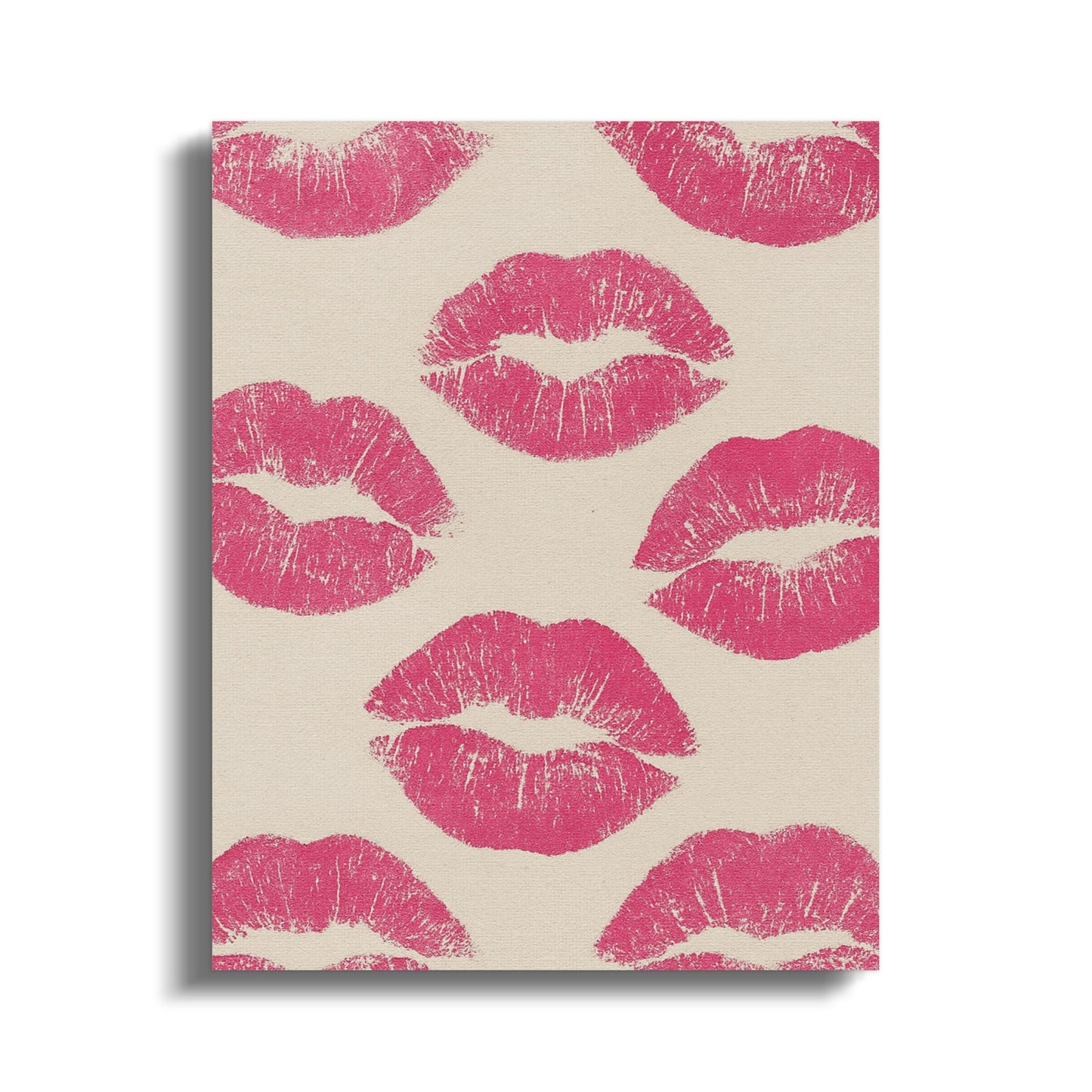 Kiss Print Canvas Art, Red Lipstick Marks, Romantic Wall Decor, Valentine's Day Gift, Feminine Bedroom Artwork