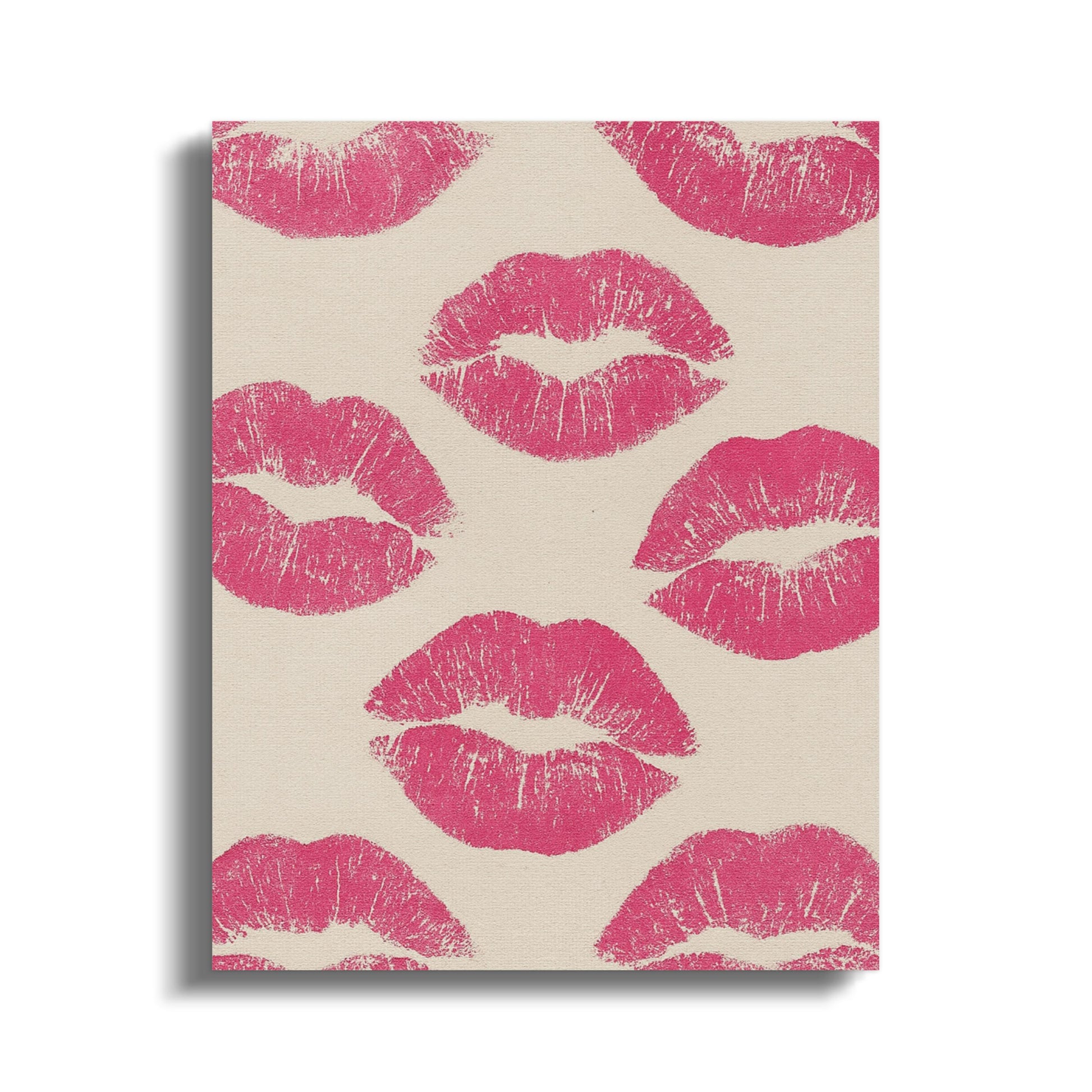 Kiss Print Canvas Art, Red Lipstick Marks, Romantic Wall Decor, Valentine's Day Gift, Feminine Bedroom Artwork