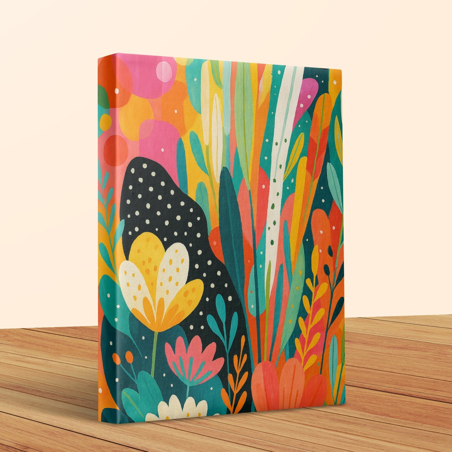 Colorful Abstract Floral Canvas Art, Bright Wall Decor, Modern Home Decoration, Vibrant Nature Print