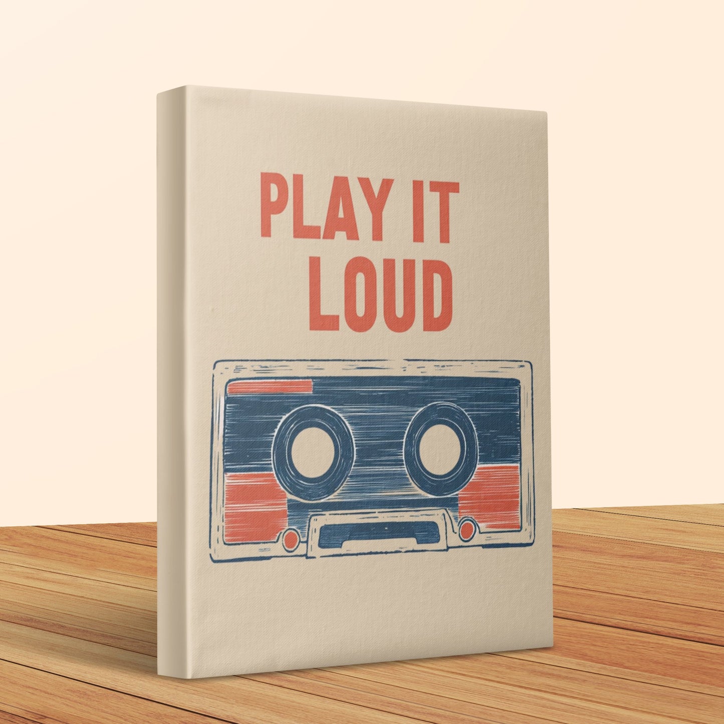 Vintage Cassette Tape Canvas Art, Retro Music Wall Decor, Play It Loud Print, Home Office Decoration