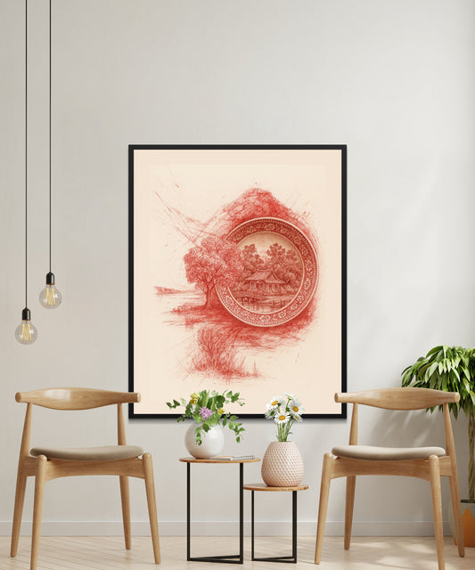 Vintage Red Seal Print Wall Art, Antique Style Seal Drawing Poster, Classic Home Decor, Living Room Artwork, Unique Office Decoration