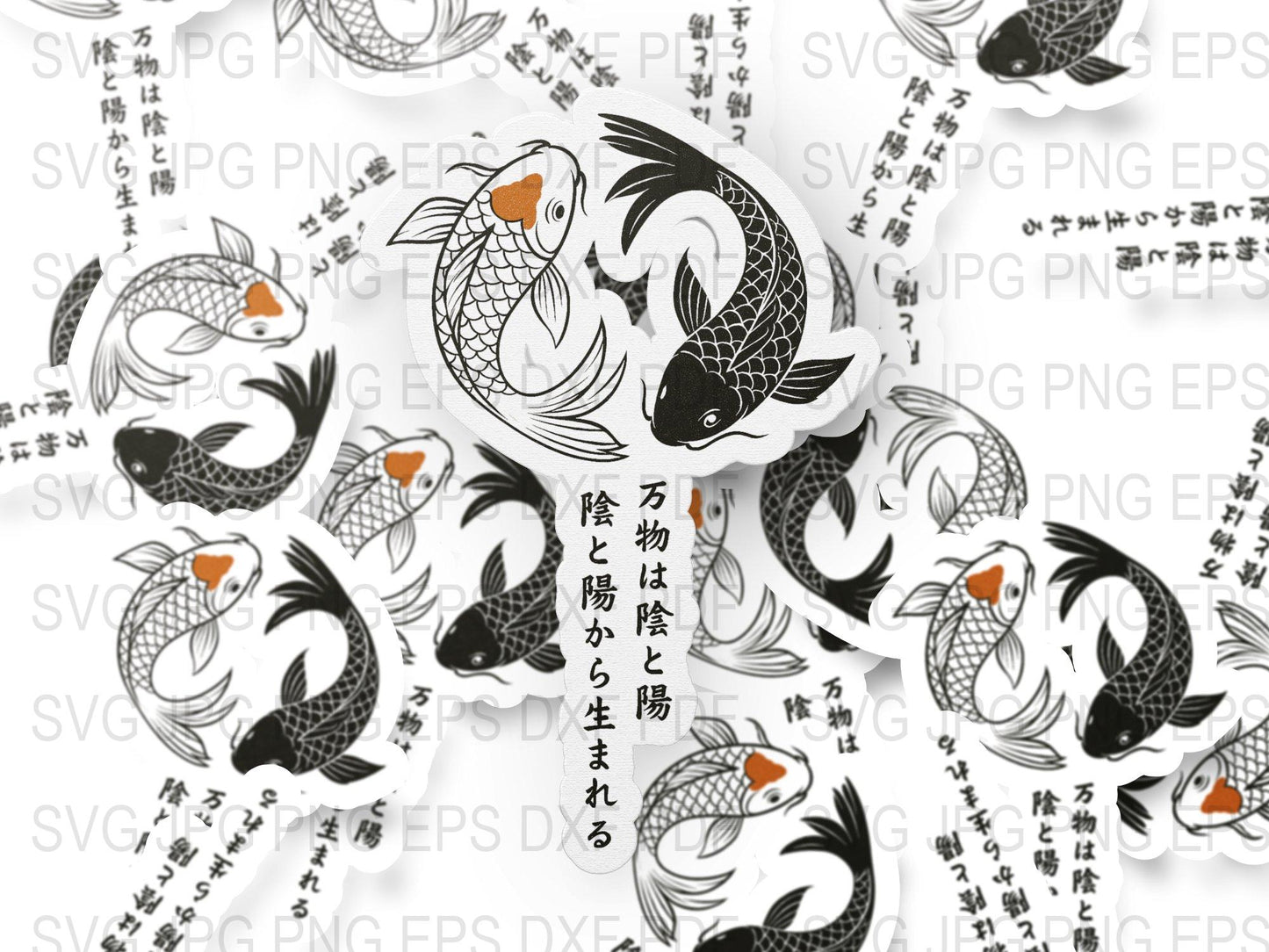 Japanese Koi Fish SVG Files for Cricut, Black and White Carp Clipart, Digital Download, Tattoo Design, Vinyl Cutting, T-Shirt Print Art