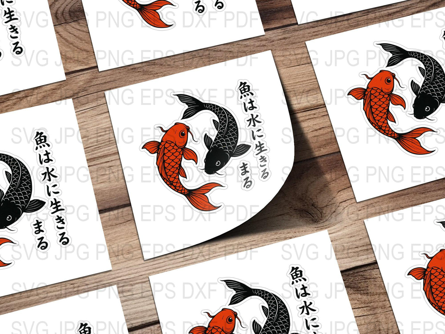 Koi Fish SVG, Japanese Carp Clipart, Traditional Asian Art, Digital Download PNG, EPS, DXF Files, Craft Supplies, DIY Projects