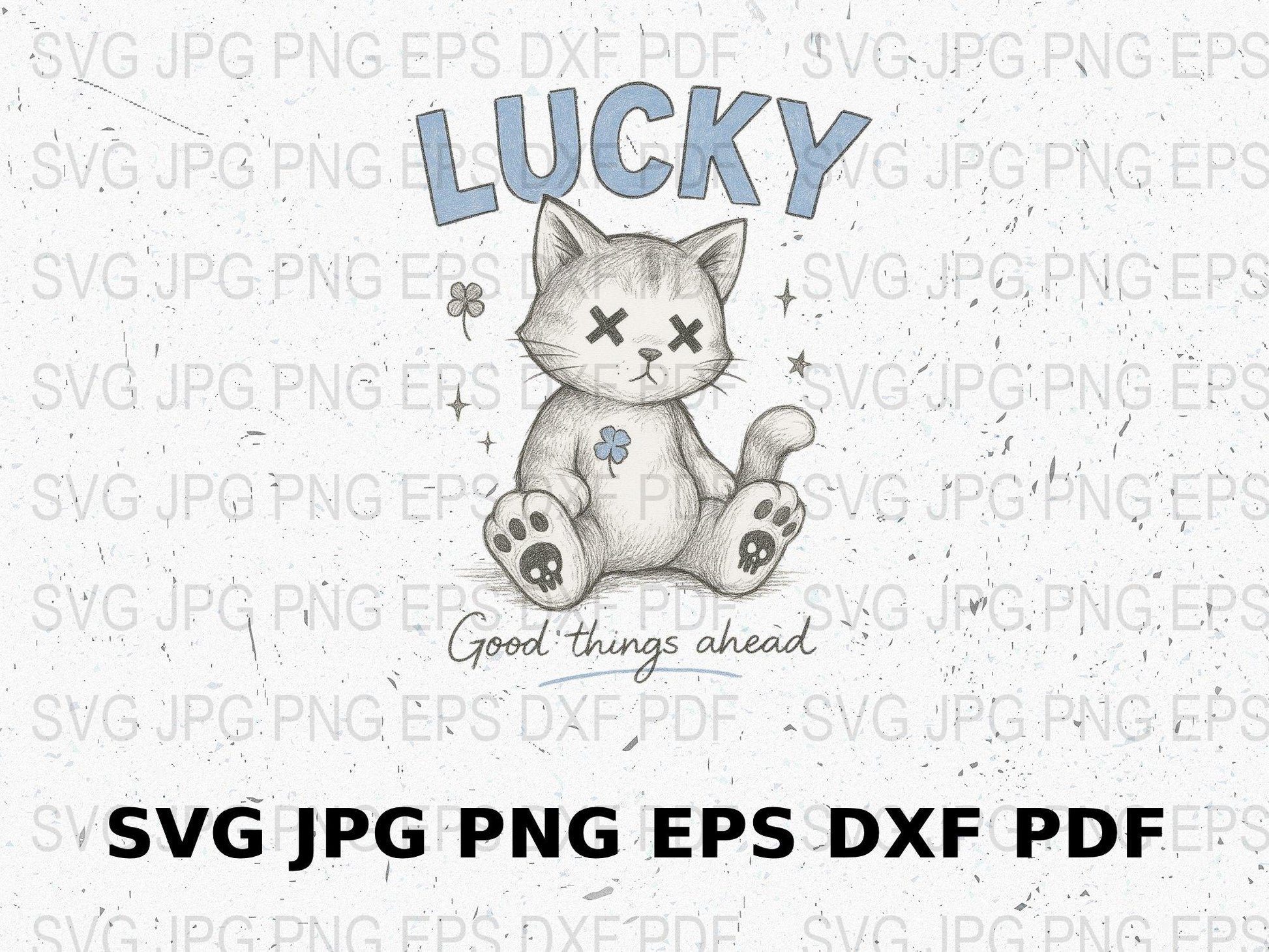 Lucky Cat SVG, Cute Kitten Clipart, Digital Download, DXF, PNG, EPS, JPG Files for Crafting