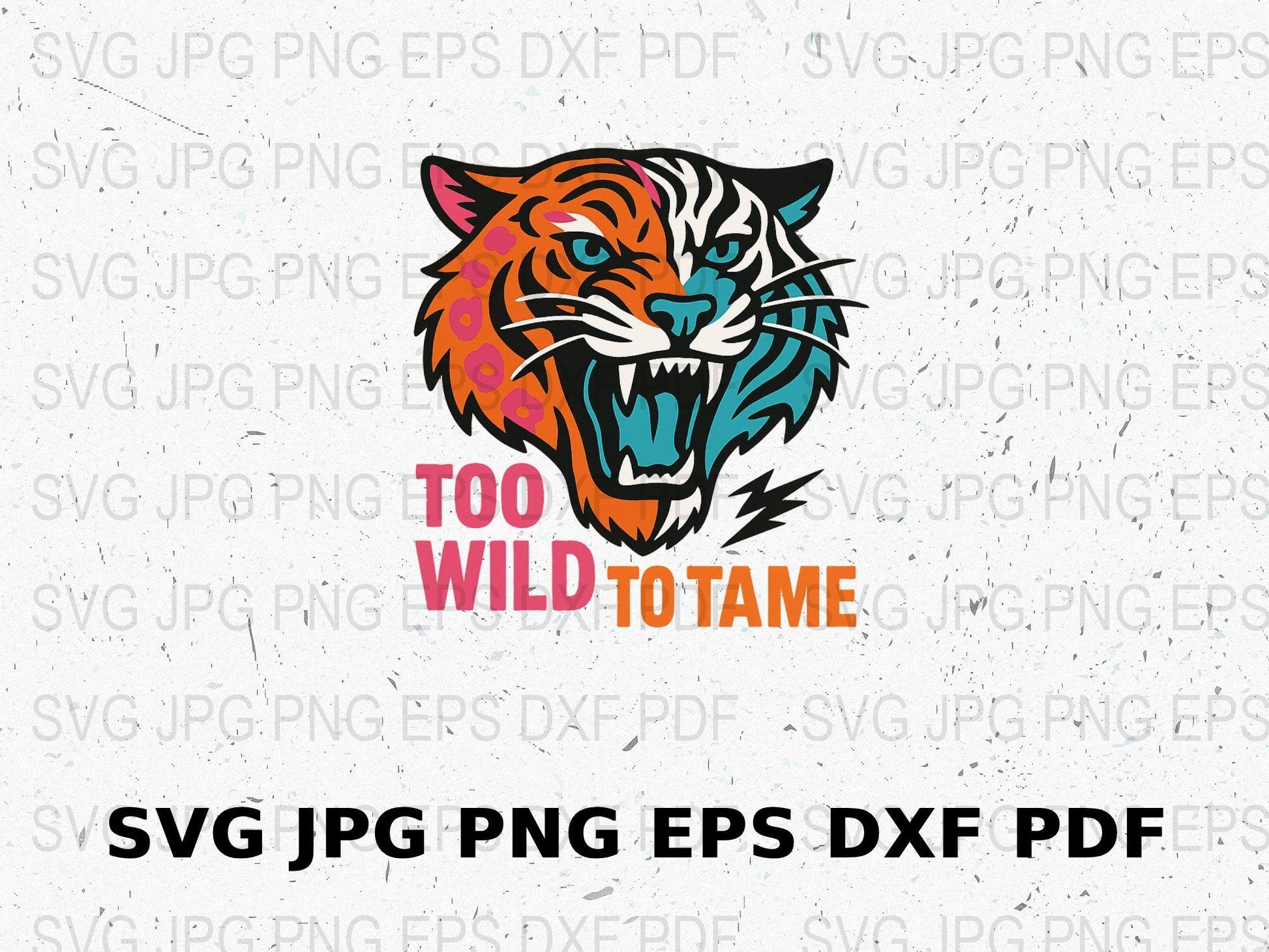 Tiger Head Graphic SVG, PNG, DXF, EPS, PDF, Wild Animal Clipart for T-Shirts and Posters