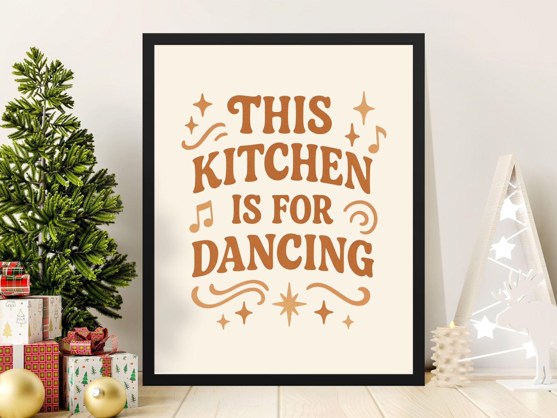 This Kitchen is For Dancing Wall Art Print, Festive Home Decor, Kitchen Poster, Holiday Gift Idea, Typography Print, Modern Wall Décor