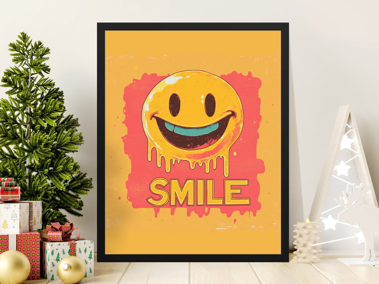 Colorful Smile Face Poster, Vintage Style Happy Smiley, Retro Wall Art Decor, Cheerful Home Decoration, Unique Gift Idea