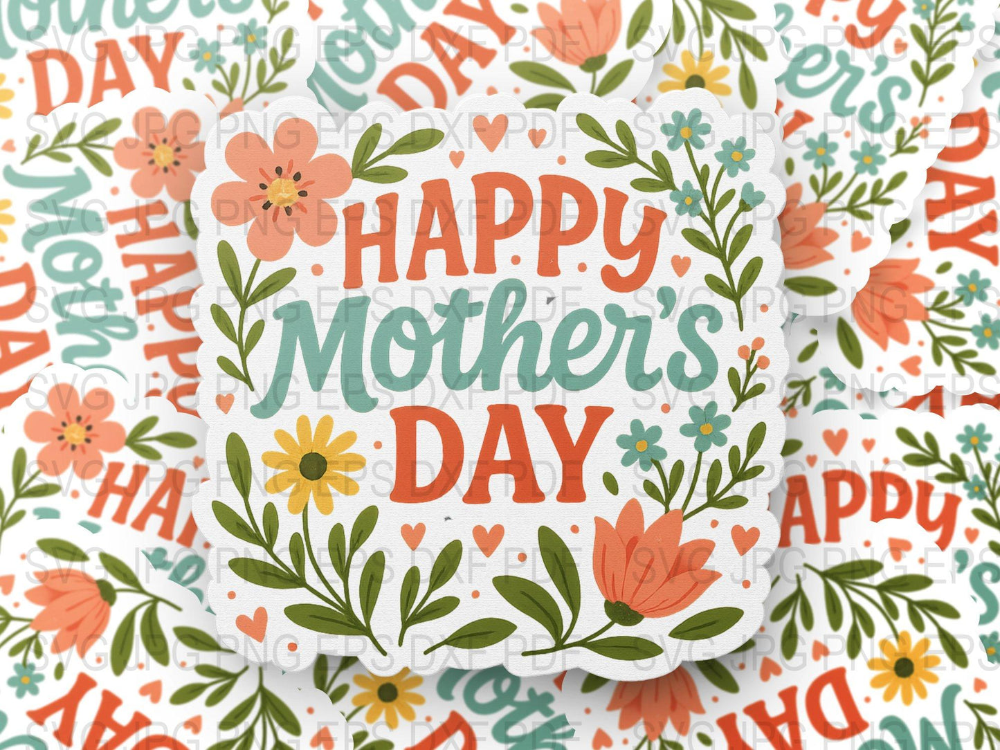 Happy Mother's Day Floral Pattern Wooden Sign, Spring Decor, Gift for Mom, Colorful Wall Art