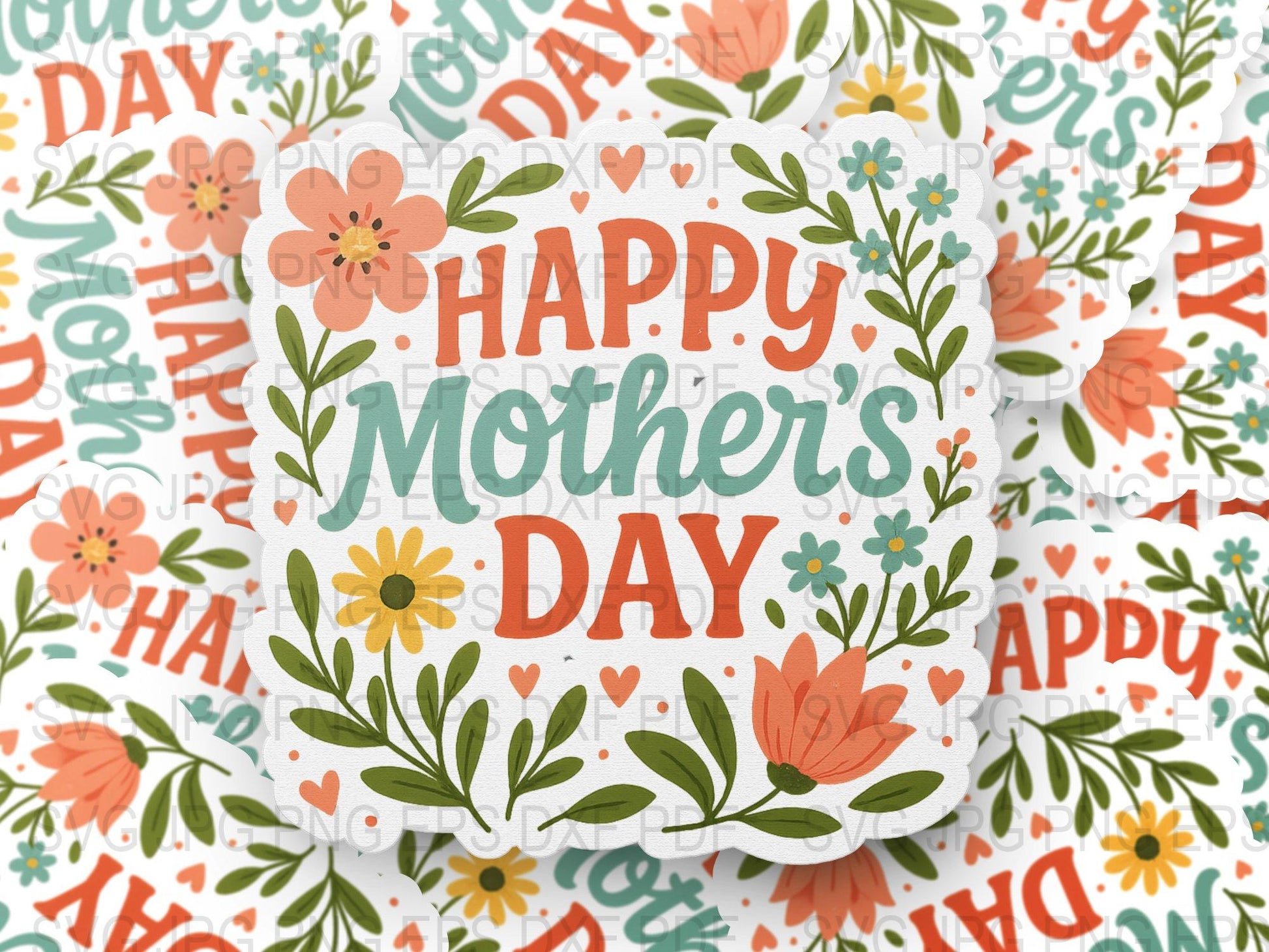 Happy Mother's Day Floral Pattern Wooden Sign, Spring Decor, Gift for Mom, Colorful Wall Art