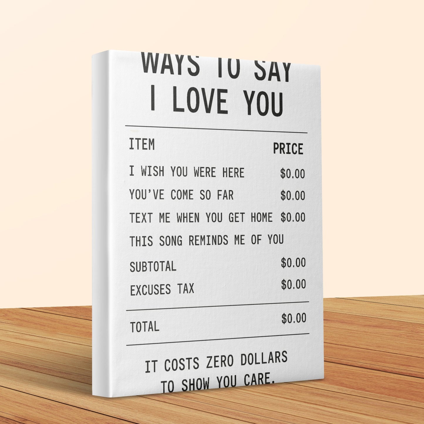 Romantic Love Quote Canvas Print, Ways to Say I Love You, Modern Home Decor Wall Art, Perfect Gift for Anniversary or Valentine's Day