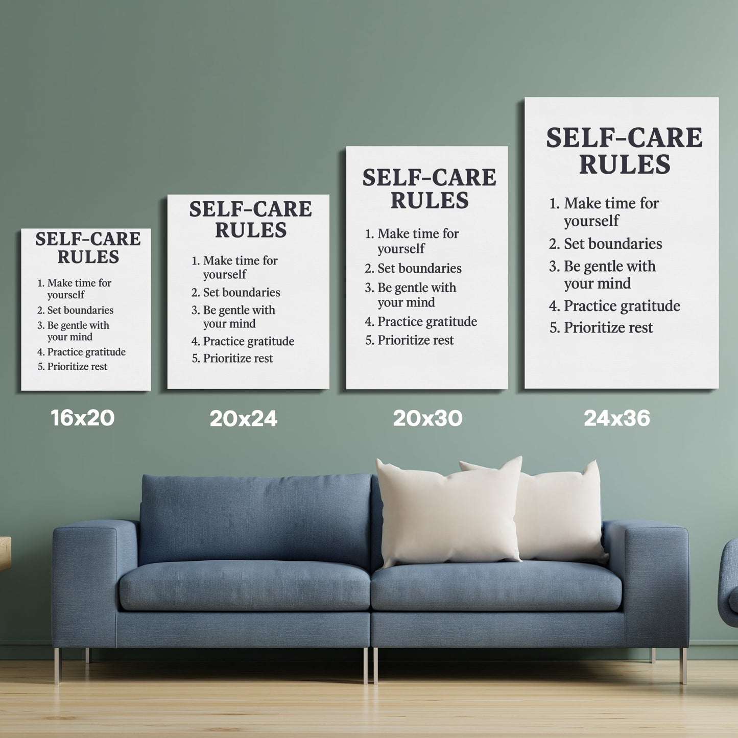 Self-Care Rules Wall Art Poster, Inspirational Quotes, Home Decor, Mental Health, Minimalist Typography, Multiple Sizes Available