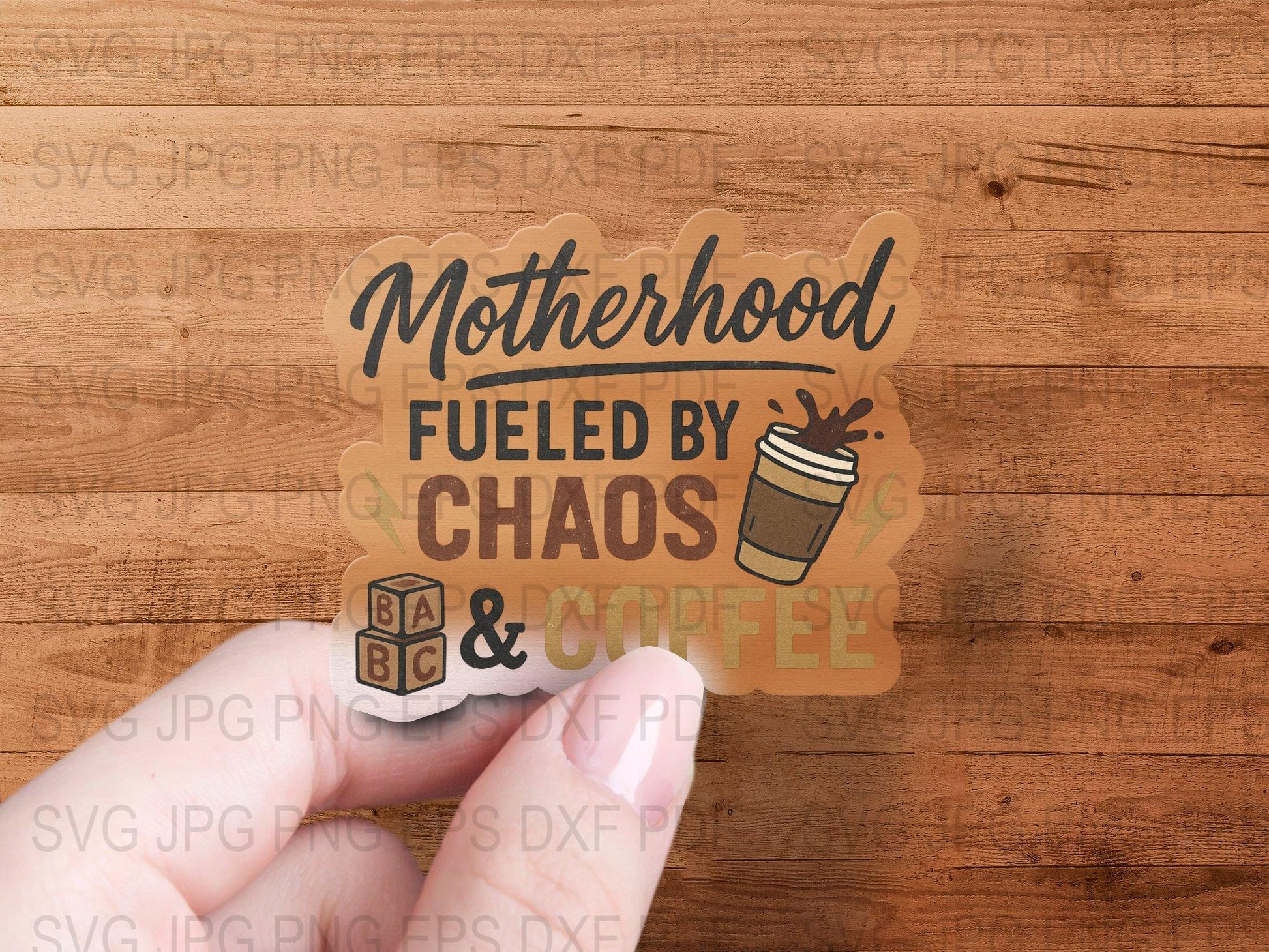 Motherhood Fueled by Chaos Coffee SVG, Mom Life Cut File, Digital Download, Craft SVG, Coffee Lover Gift, Cricut Silhouette File