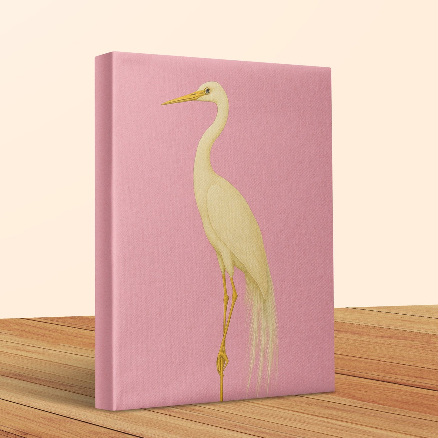Elegant Egret Canvas Art Print, Pink Minimalist Bird Wall Decor, Modern Home Decoration, Nature Inspired Living Room Artwork