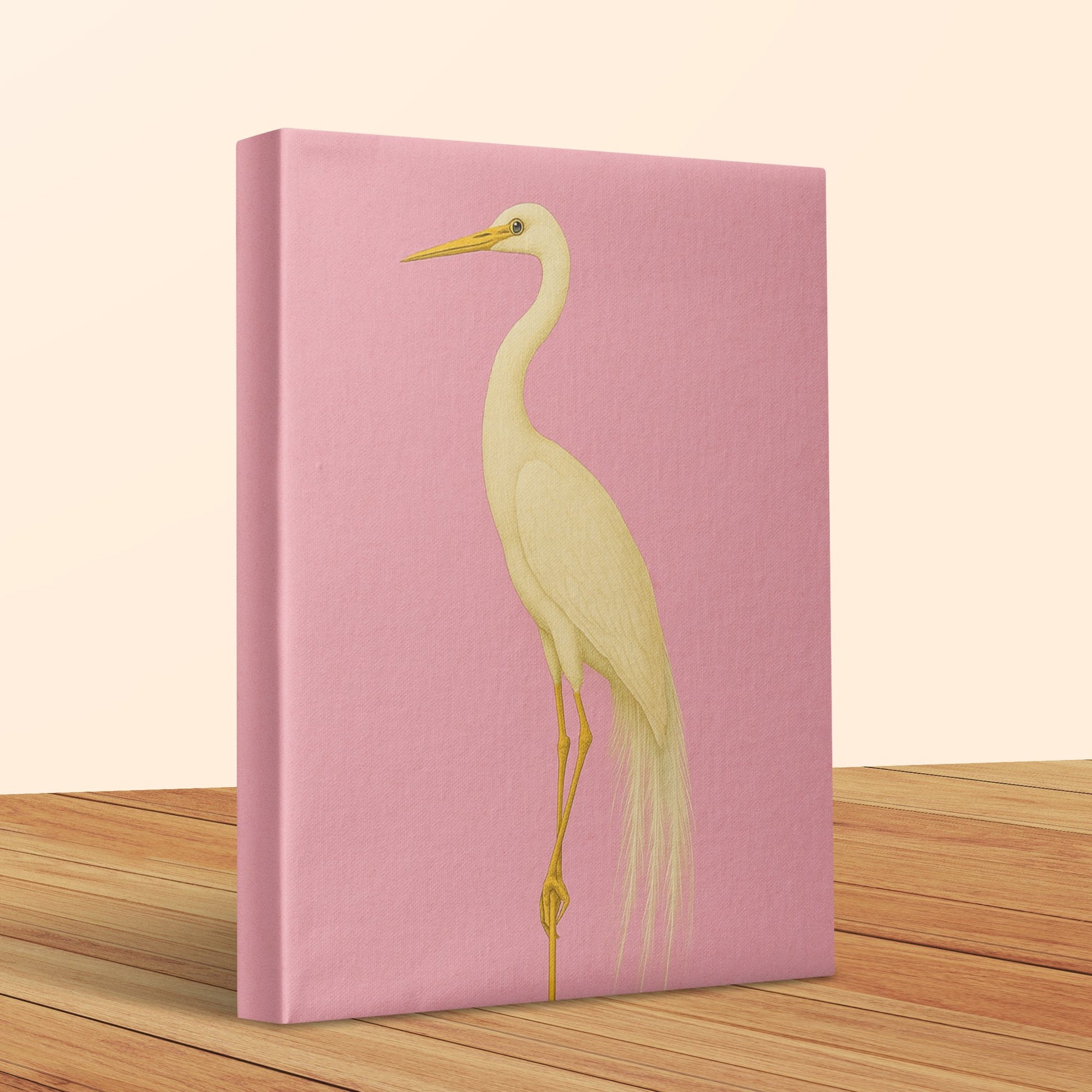 Elegant Egret Canvas Art Print, Pink Minimalist Bird Wall Decor, Modern Home Decoration, Nature Inspired Living Room Artwork