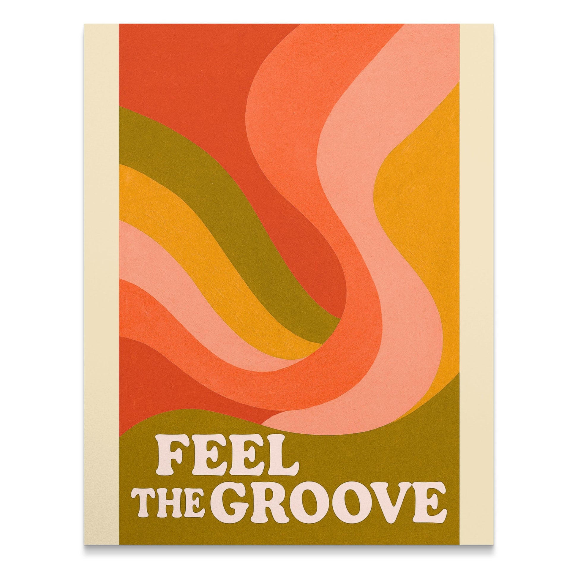 Retro Abstract Poster, Feel The Groove Art Print, Colorful Wavy Lines Wall Decor, Vintage Style Home Decoration