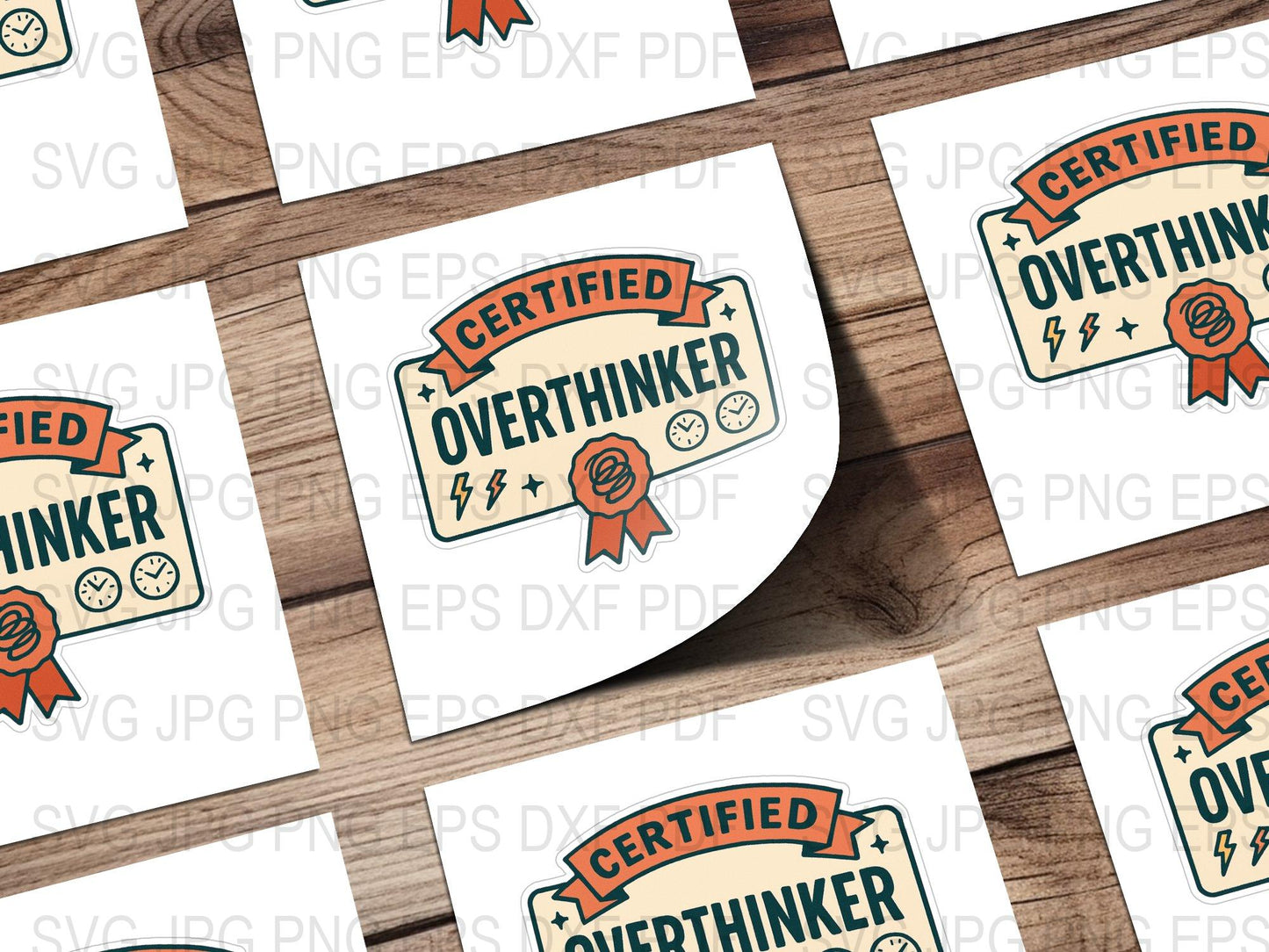 Certified Overthinker Sticker, Quirky Mental Health Awareness, Vinyl Decal, Laptop and Journal Decoration, Colorful Graphic