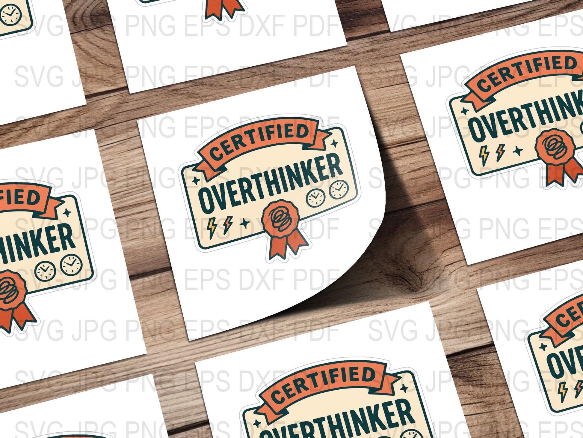 Certified Overthinker Sticker, Quirky Mental Health Awareness, Vinyl Decal, Laptop and Journal Decoration, Colorful Graphic