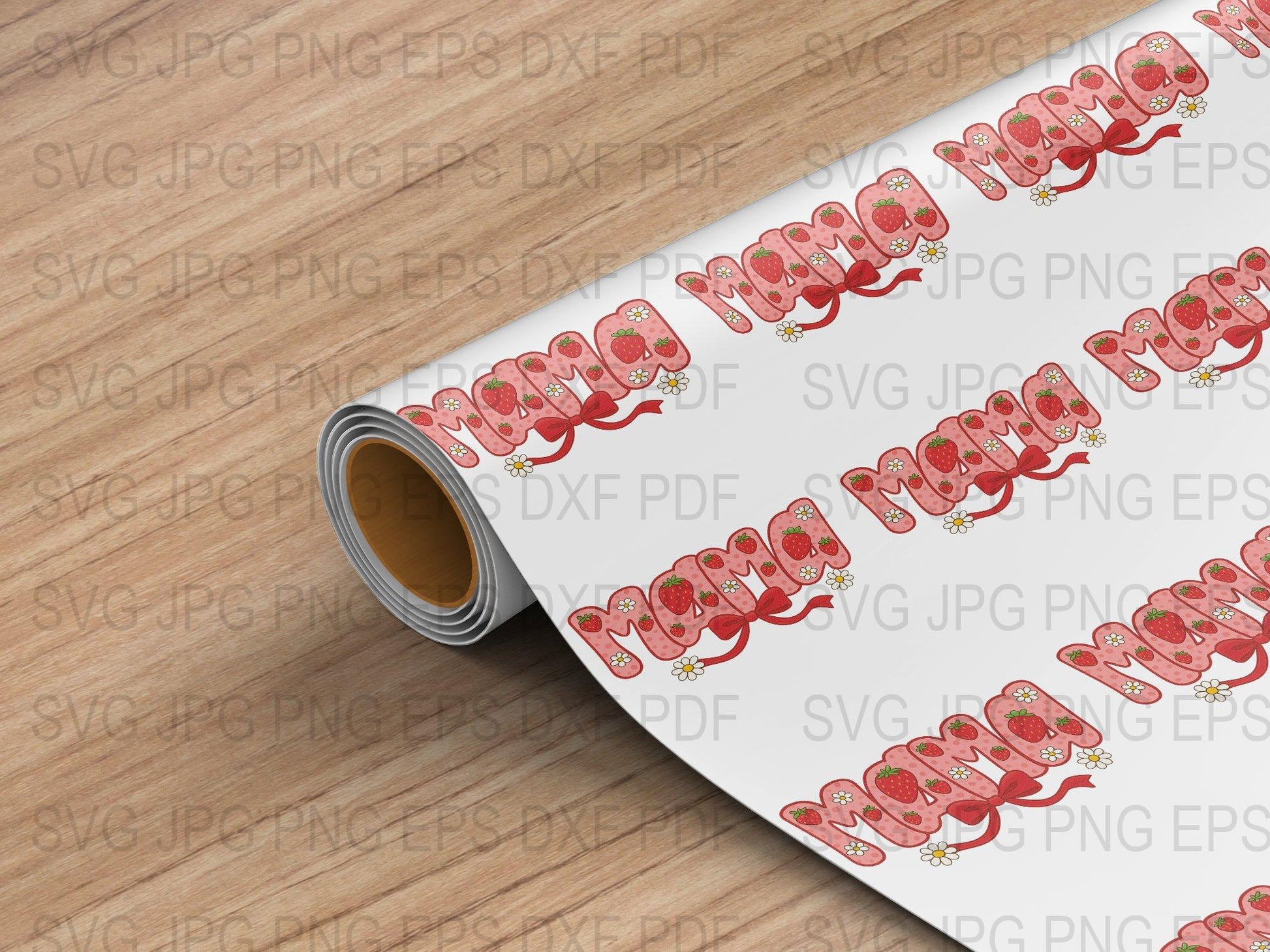 Cute Elephant Pattern Vinyl Wrap Roll, Pink Cartoon Elephants Design, Nursery Decor, DIY Crafts Material, Gift Wrapping Paper, SVG JPG Files