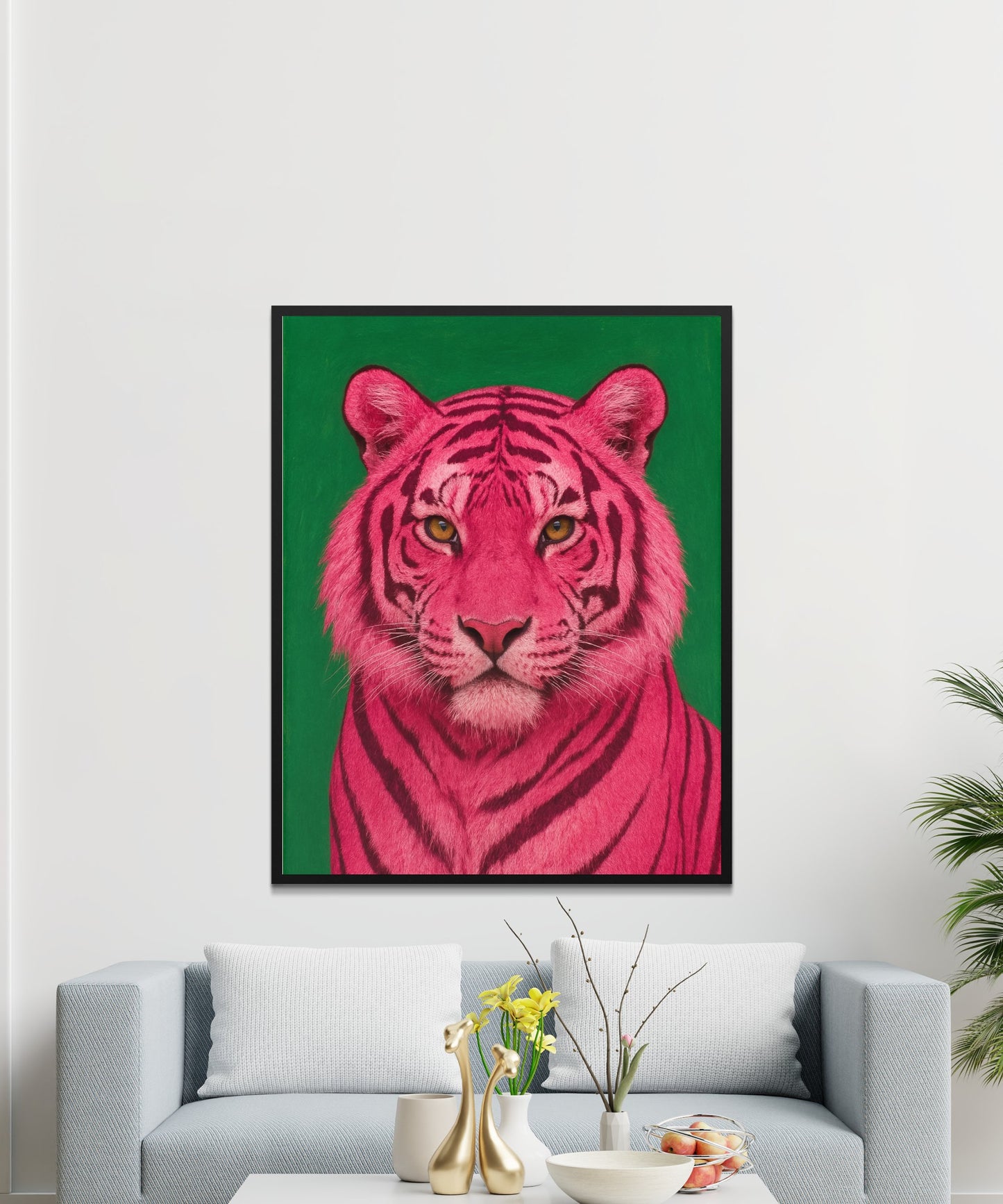 Pink Tiger Canvas Art Print, Large Wall Decor, Modern Wildlife Photography, Exotic Animal Poster, Home Decoration, Living Room Artwork