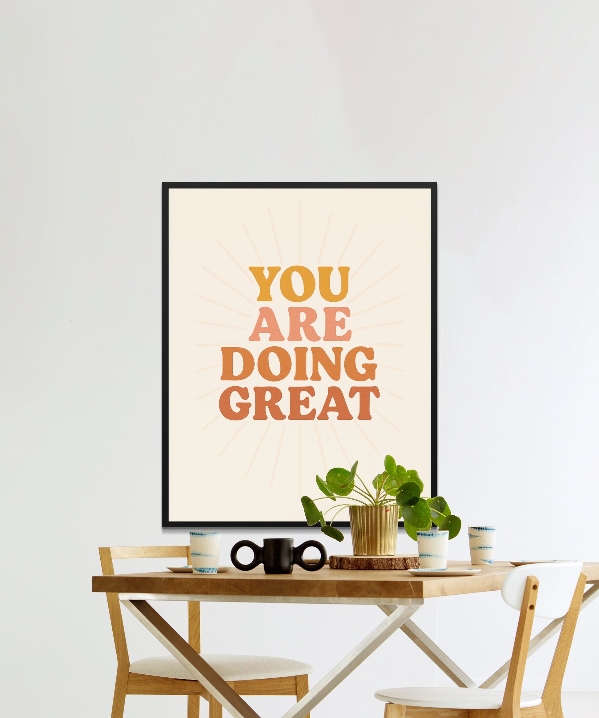 Inspirational Wall Art Poster, 'You Are Doing Great' Motivational Quote Print, Home Office Decor, Modern Typography, Bright Design