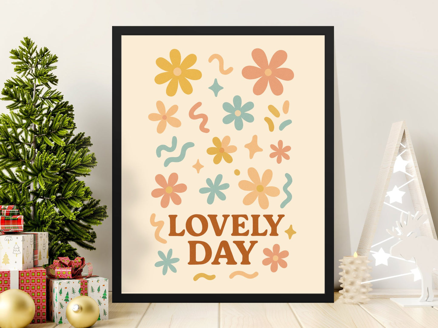 Lovely Day Floral Art Print, Colorful Nursery Decor, Modern Home Wall Art, Gift Idea