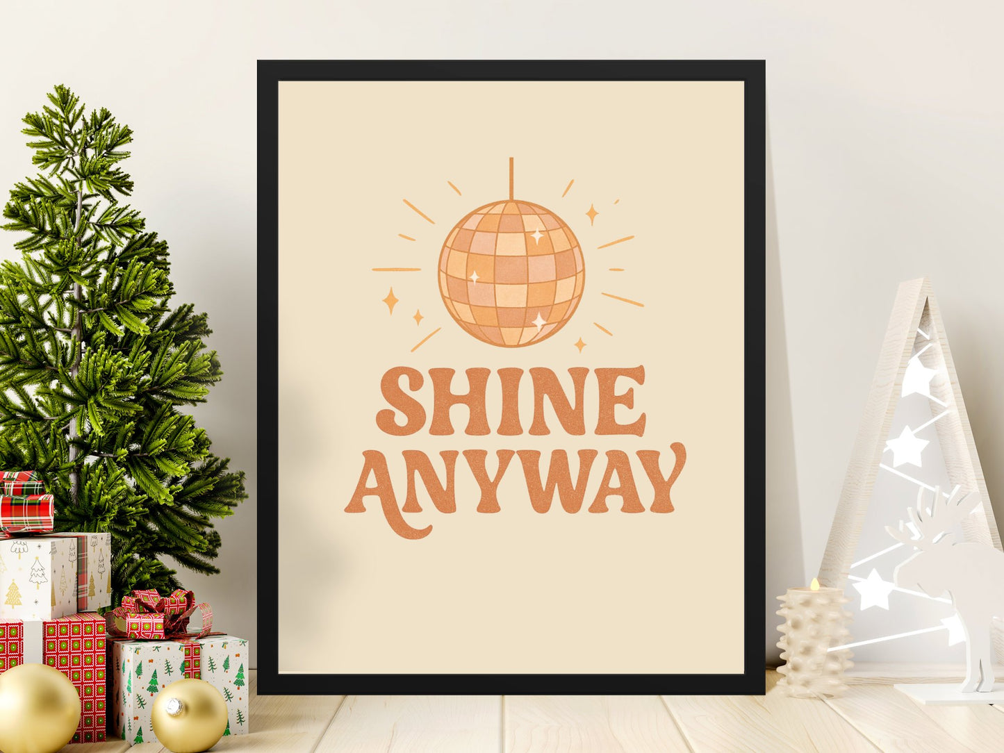Inspirational Shine Anyway Quote Poster, Beige Motivational Wall Art, Home Decor Print