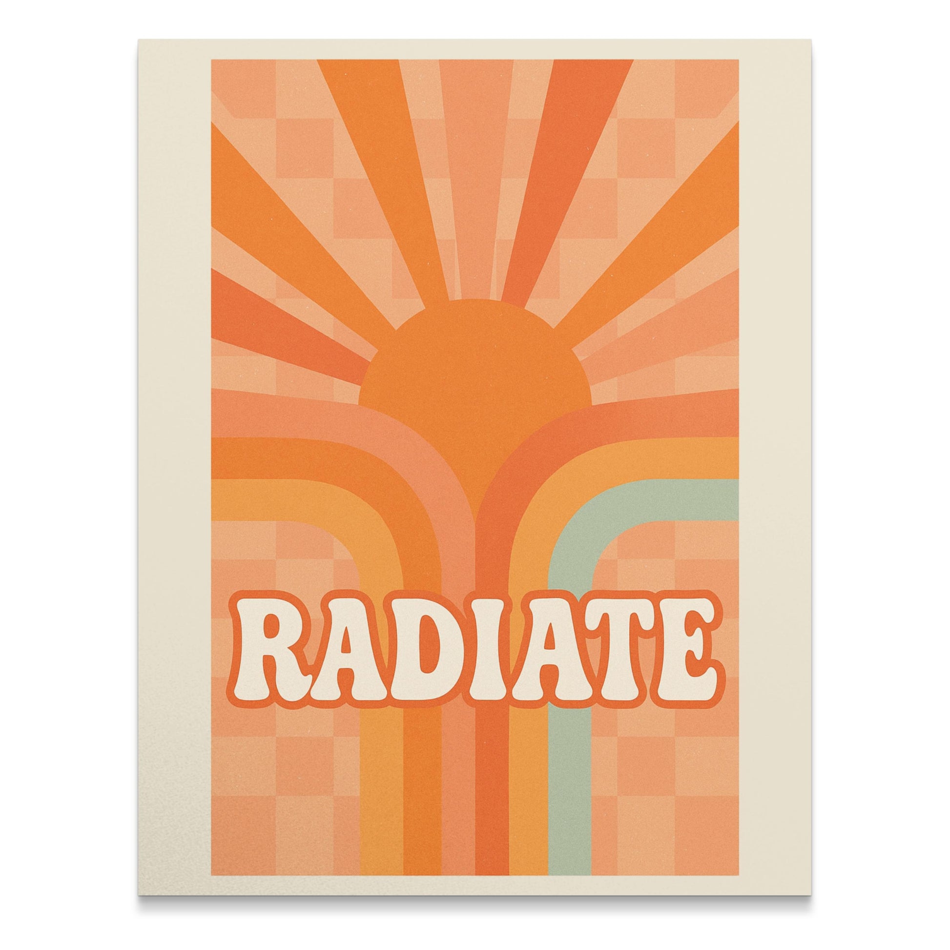 Vintage Radiate Poster, Retro Sunburst Art Print, Inspirational Wall Decor, Colorful Home Decoration, Mid-Century Modern Style
