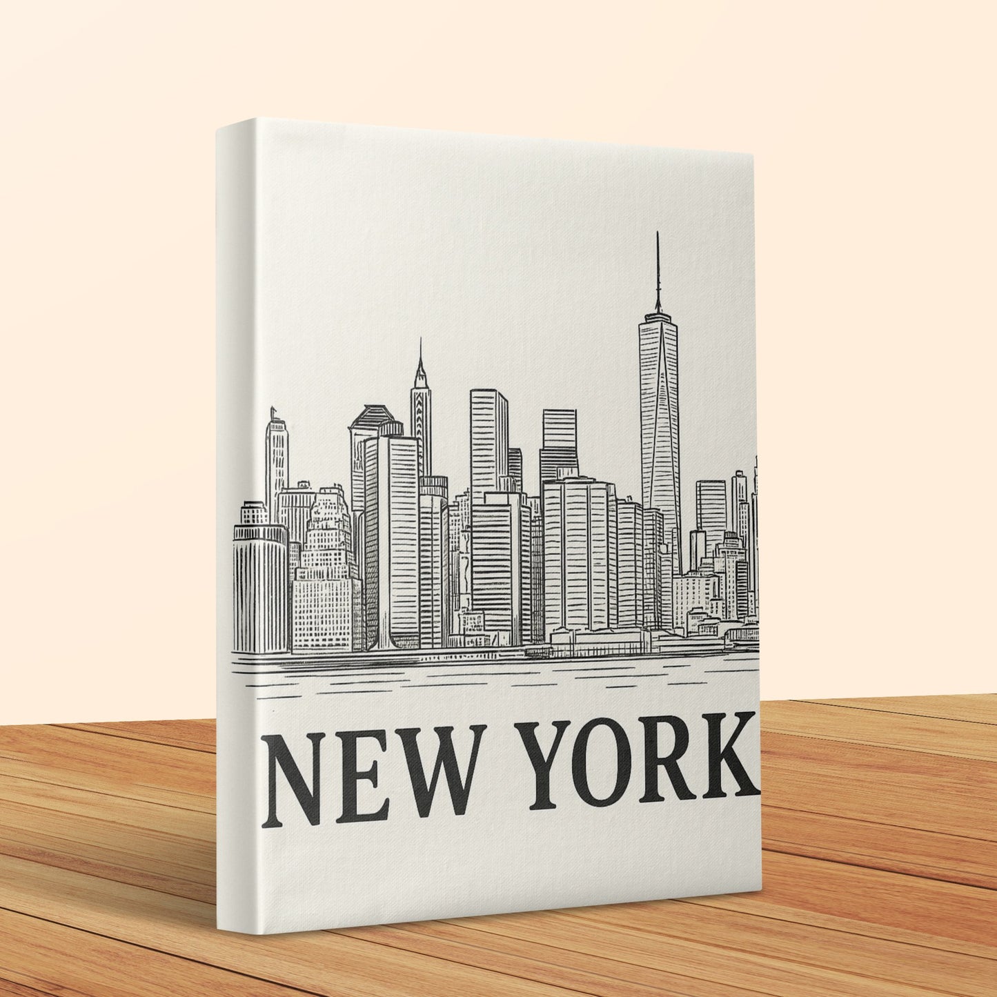 New York City Skyline Canvas Art Print, Modern Urban Home Decor, Large Wall Art, Monochrome Cityscape Illustration
