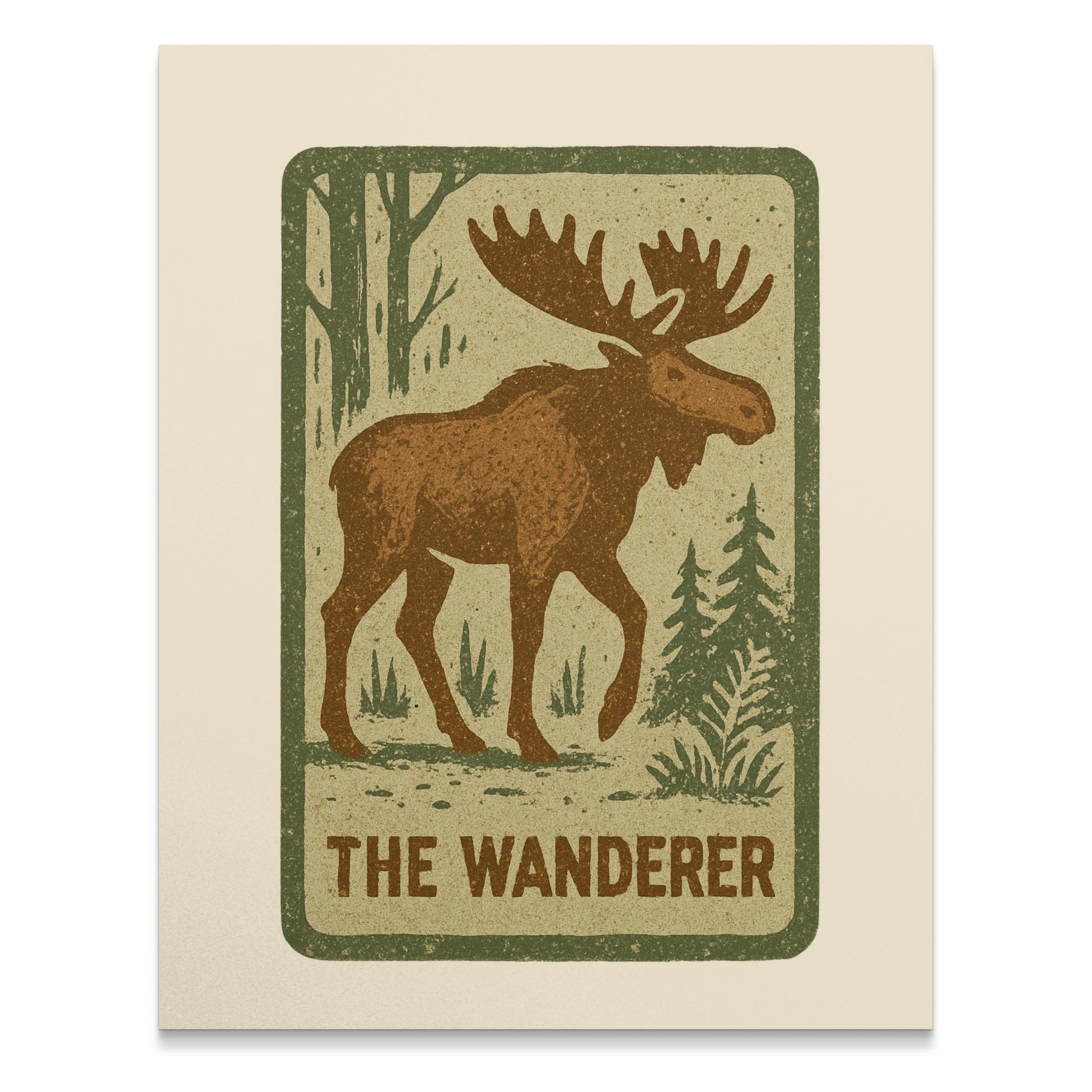 Vintage Moose Print, 'The Wanderer' Rustic Forest Art, Woodland Animal Wall Decor, Cabin Style Home Decoration