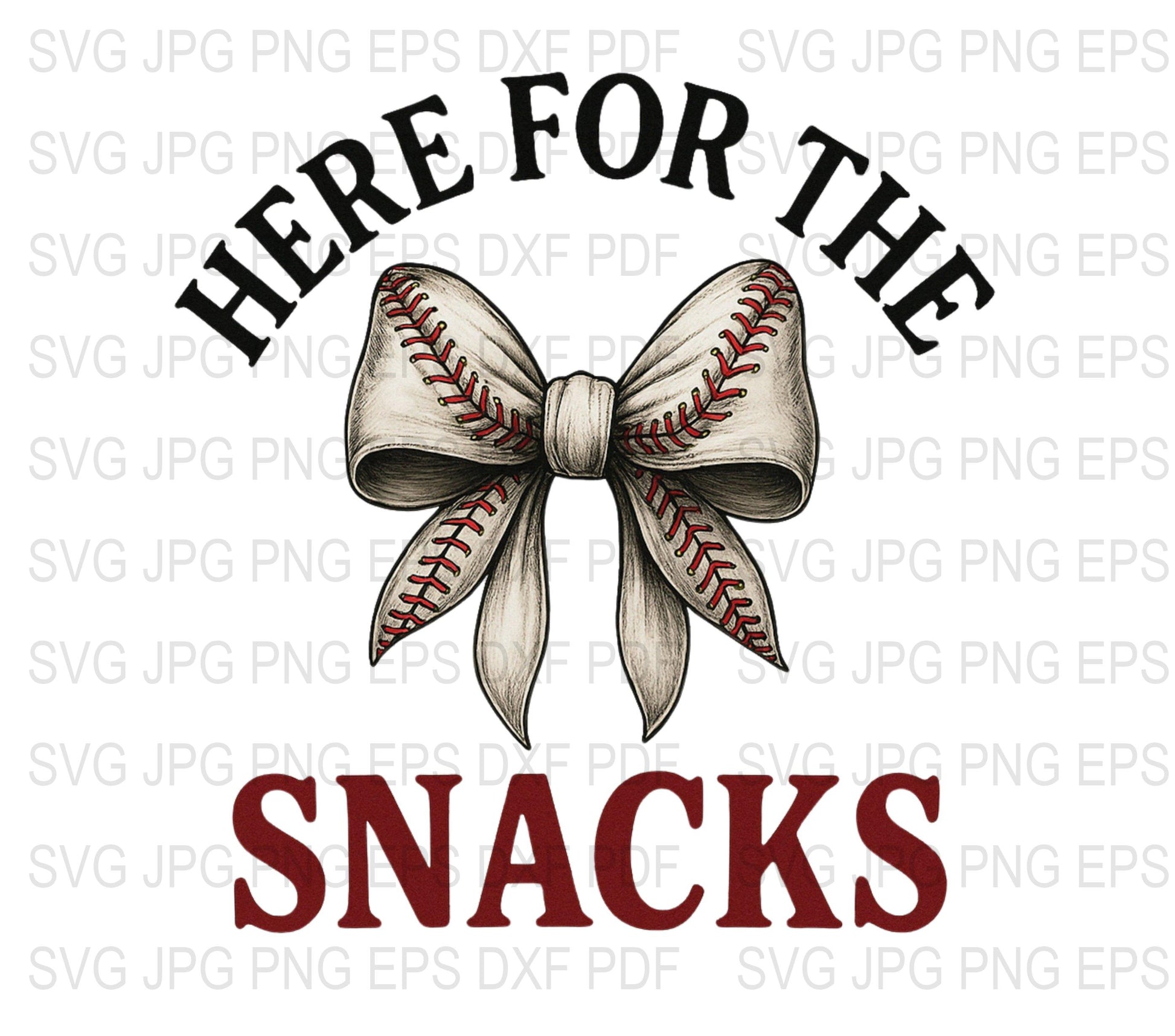 Baseball Snacks SVG, JPG, DXF, EPS Files, Baseball Bow Design, Digital Download, Sports Crafting, Clipart, Cricut Files, Silhouette Files