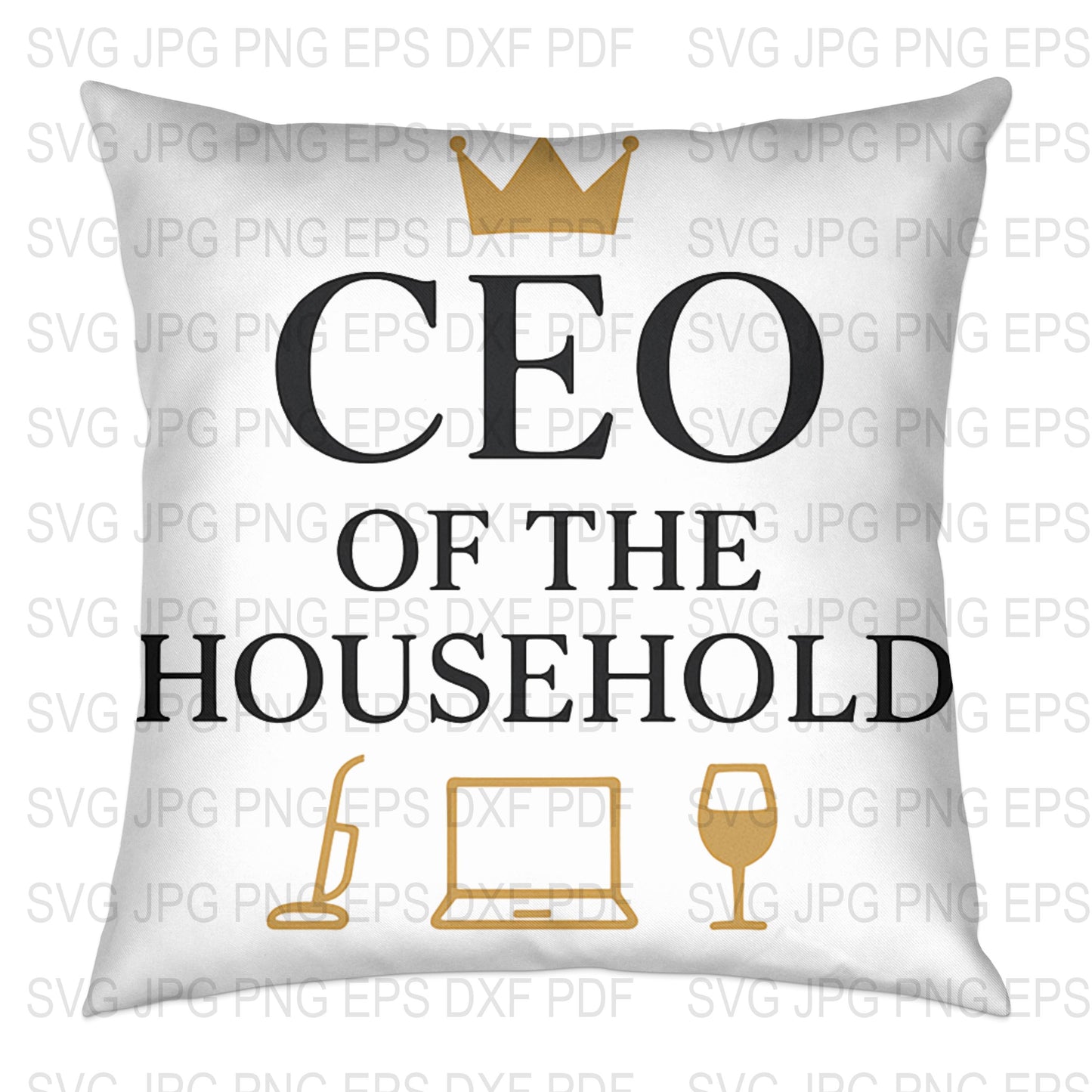CEO of the Household Pillow Cover, Decorative Throw Pillow, Modern Home Decor, Office Gift Idea, King Crown Design