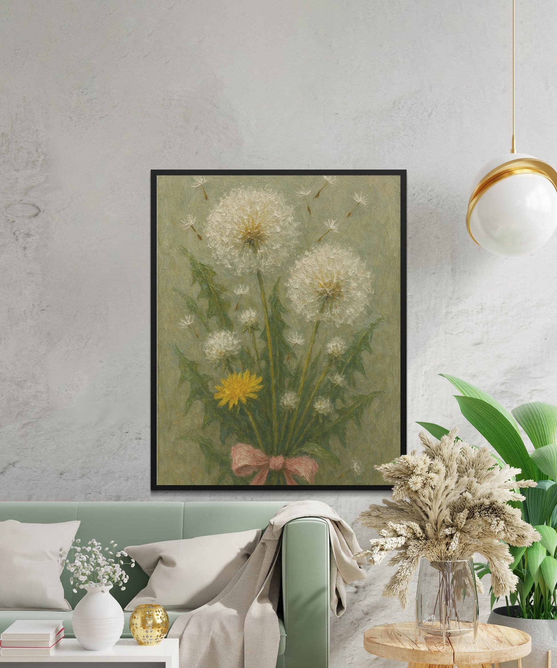 Vintage Dandelion Botanical Print, Wall Art Decor, Floral Illustration, Rustic Home Decoration, Nature Inspired Poster, Living Room Artwork