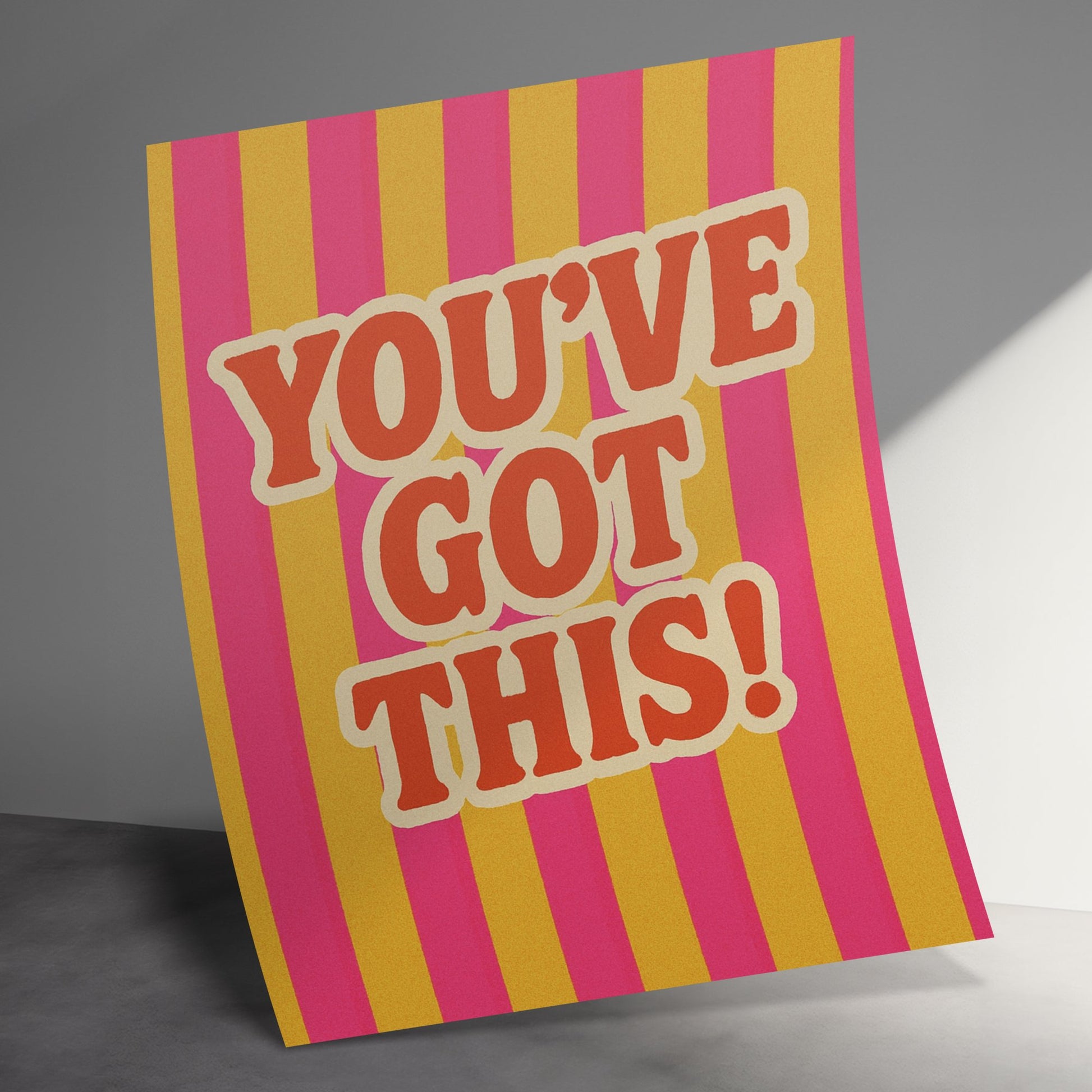 Inspirational Quote Poster, Yellow and Pink Striped Background, Motivational Wall Art, Home Decor, Office Decor, Typography Print