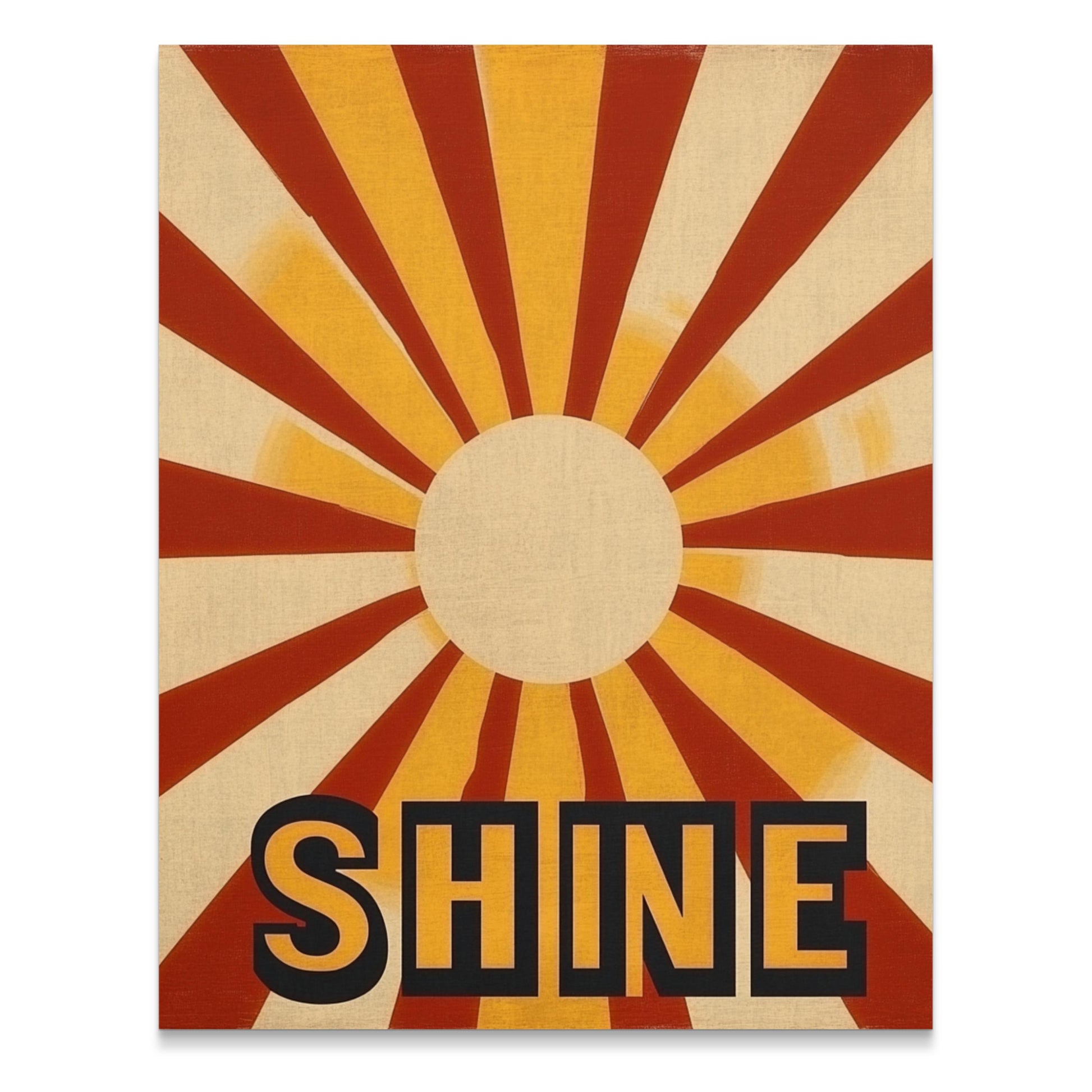 Vintage Shine Poster, Retro Sunburst Wall Art, Bright Bold Home Decor, Mid-Century Modern Print