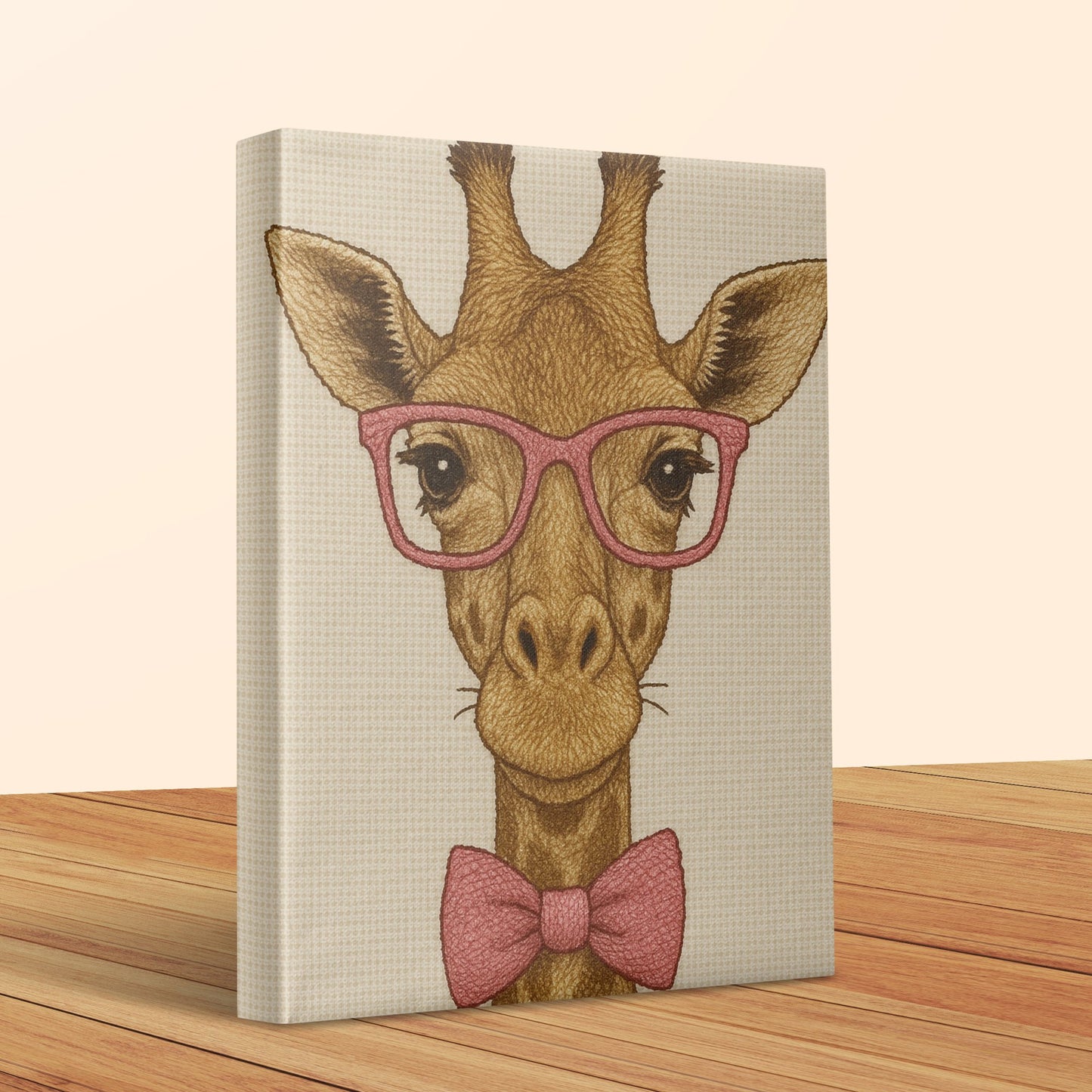 Cute Giraffe Canvas Art Print, Hipster Giraffe with Glasses and Bow Tie, Nursery Decor, Animal Wall Art, Unique Gift Idea