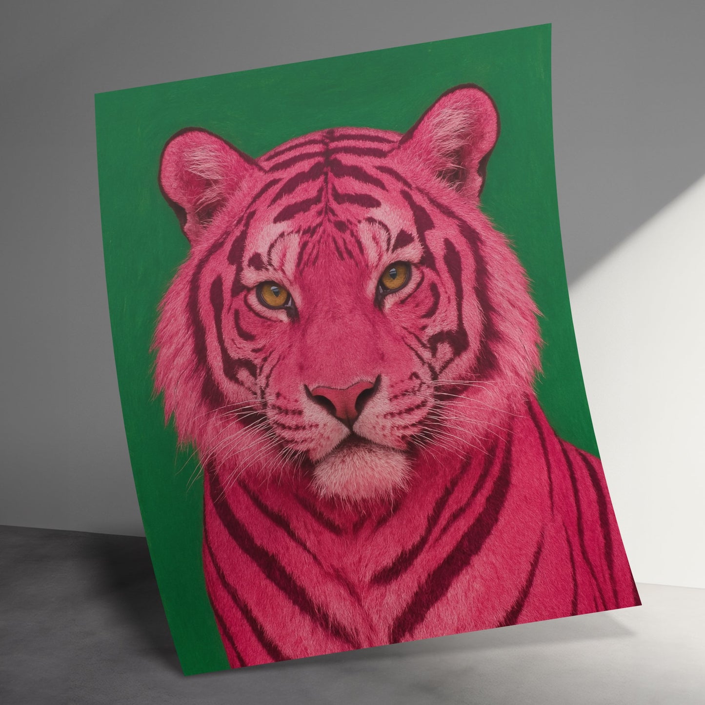 Pink Tiger Art Print, Vibrant Jungle Animal Wall Decor, Bold Colorful Modern Wildlife Poster