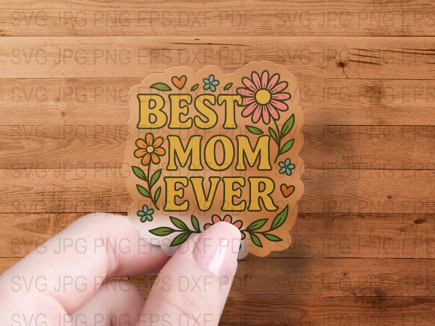 Best Mom Ever Wooden Sign, Floral Mother's Day Gift, Rustic Home Decor, Handmade Carved Plaque, Unique Present Idea for Moms