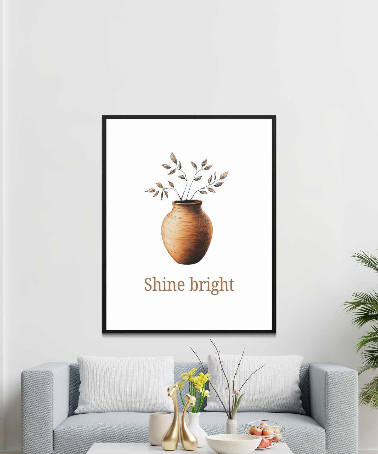 Modern Minimalist Vase Print, Shine Bright Wall Art, Home Decor Poster, Living Room Illustration, Botanical Artwork