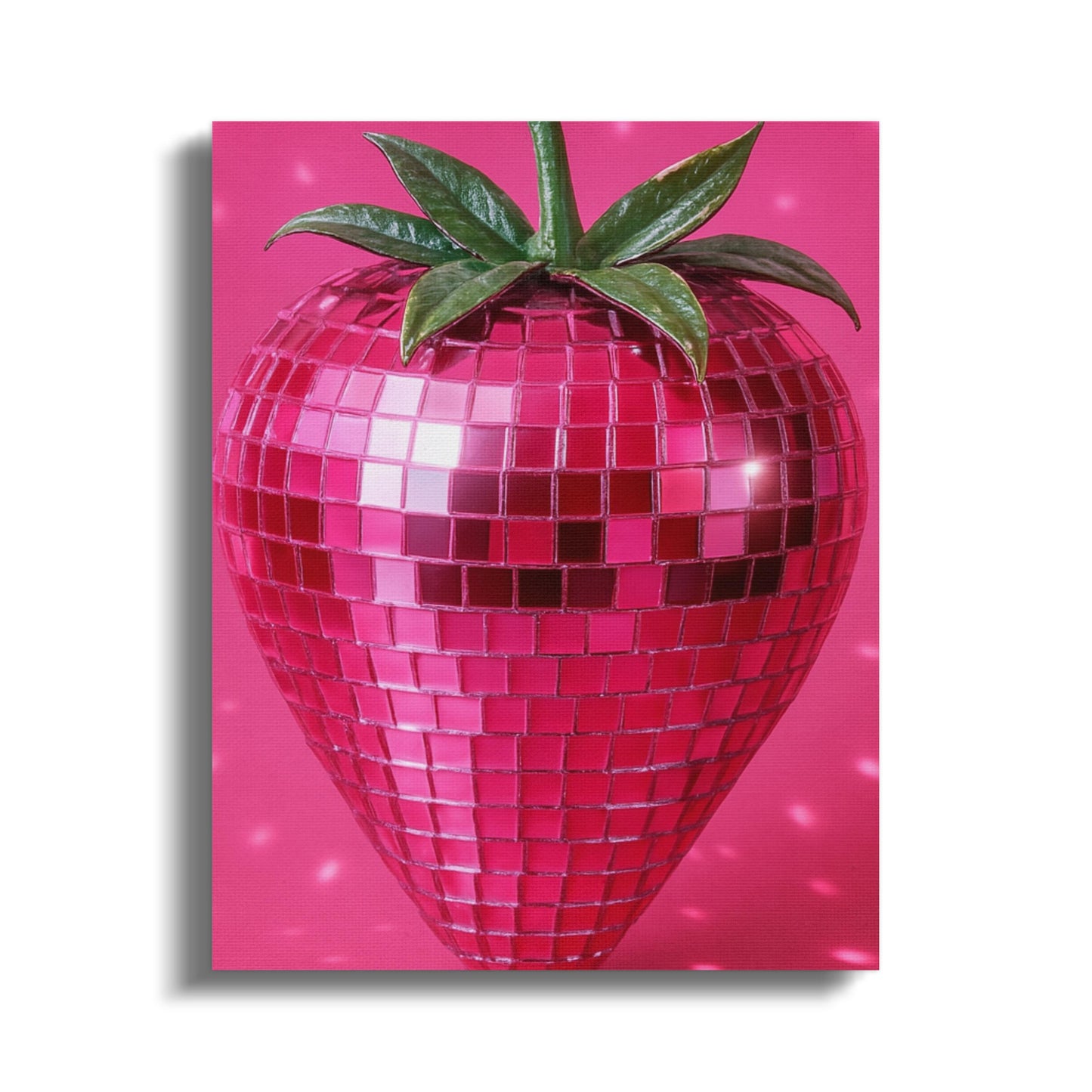 Pink Disco Ball Strawberry Art Print, Vibrant Pop Art Poster, Unique Wall Decor, Modern Kitchen Artwork, Gift Idea