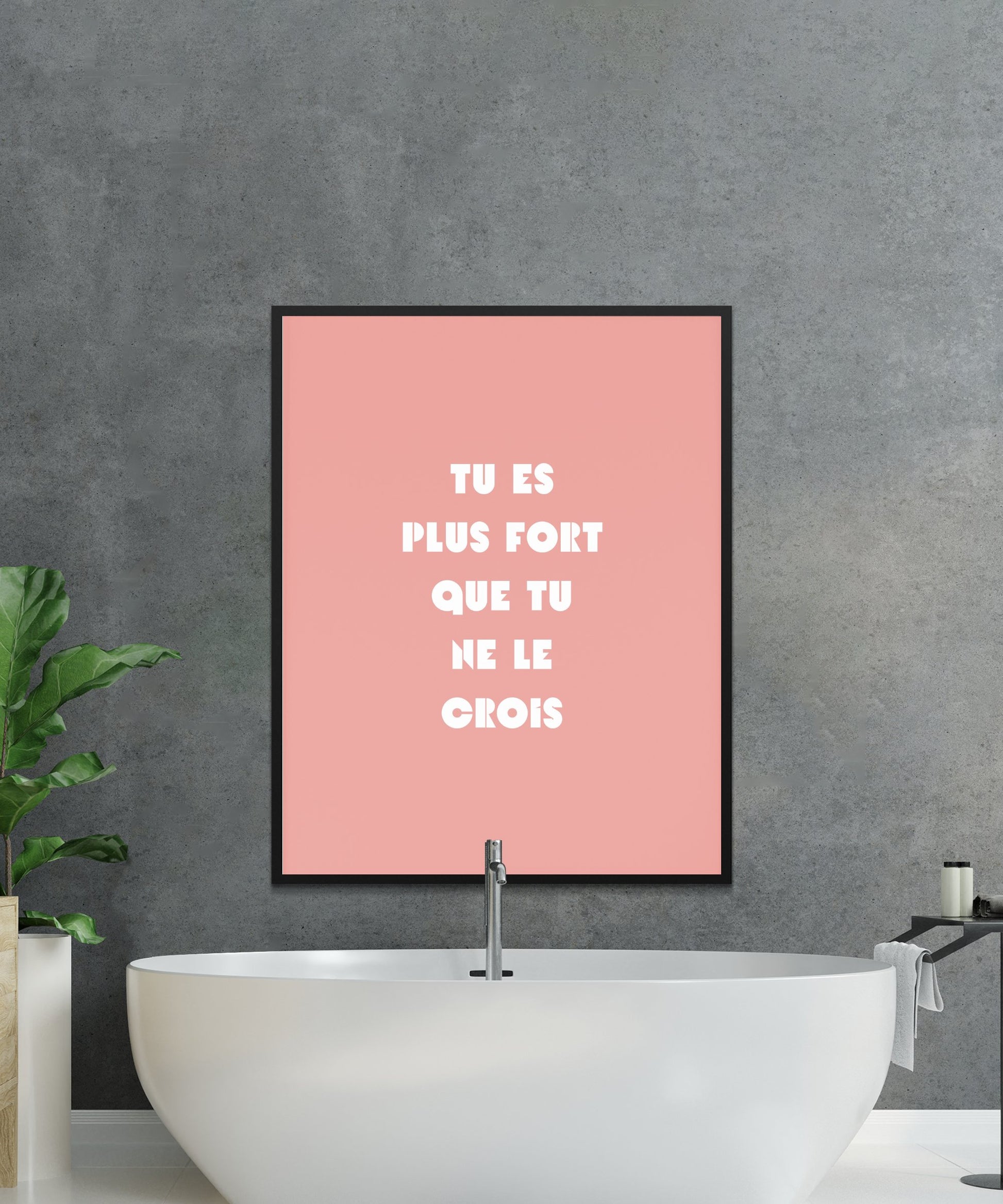 French Quote Poster, Inspirational Wall Art, Minimalist Decor, Pink and Gray, Modern Typography, Bathroom Wall Hanging