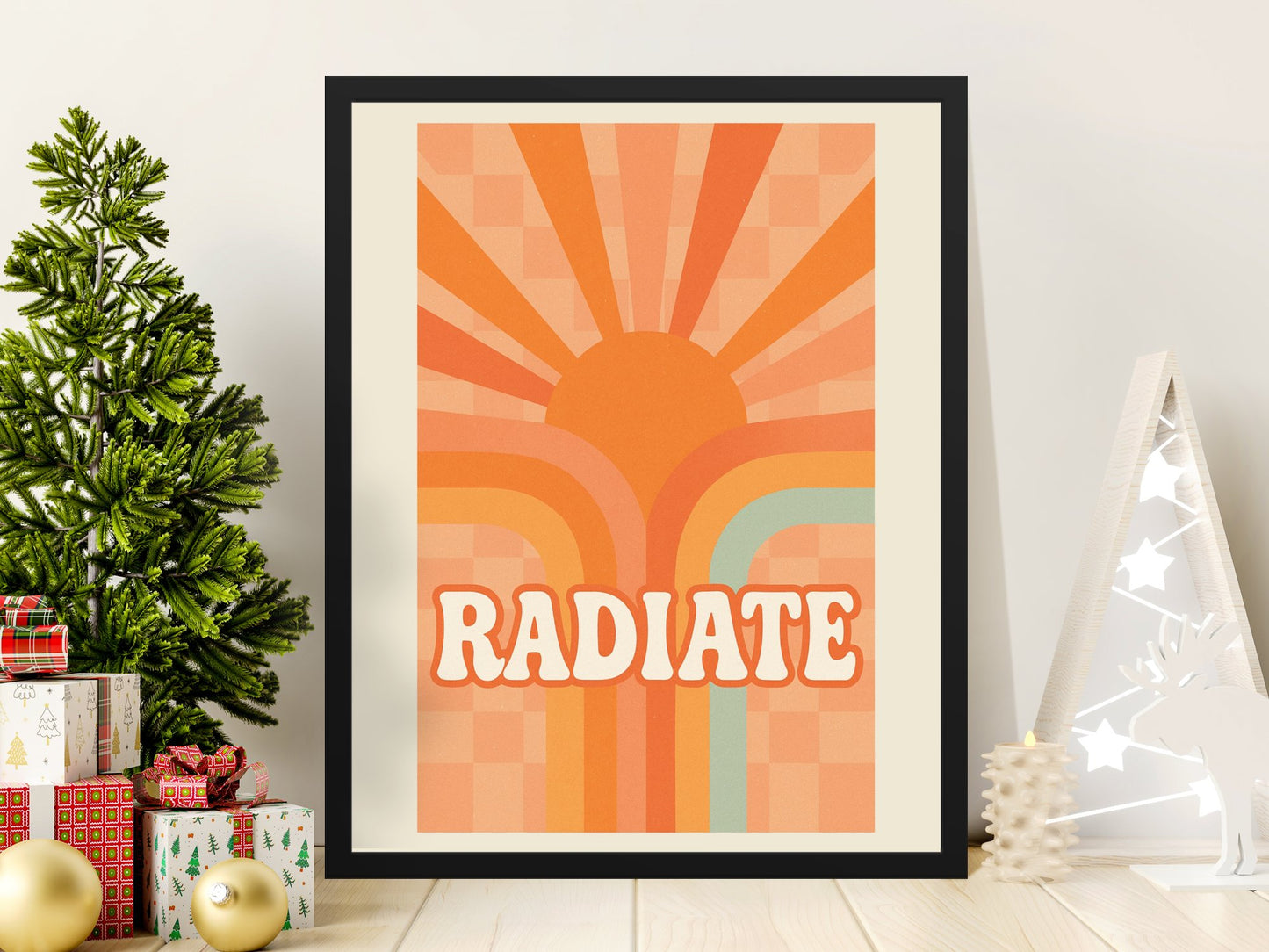 Retro Radiate Sunshine Art Print, Vintage Style Bold Color Wall Decor