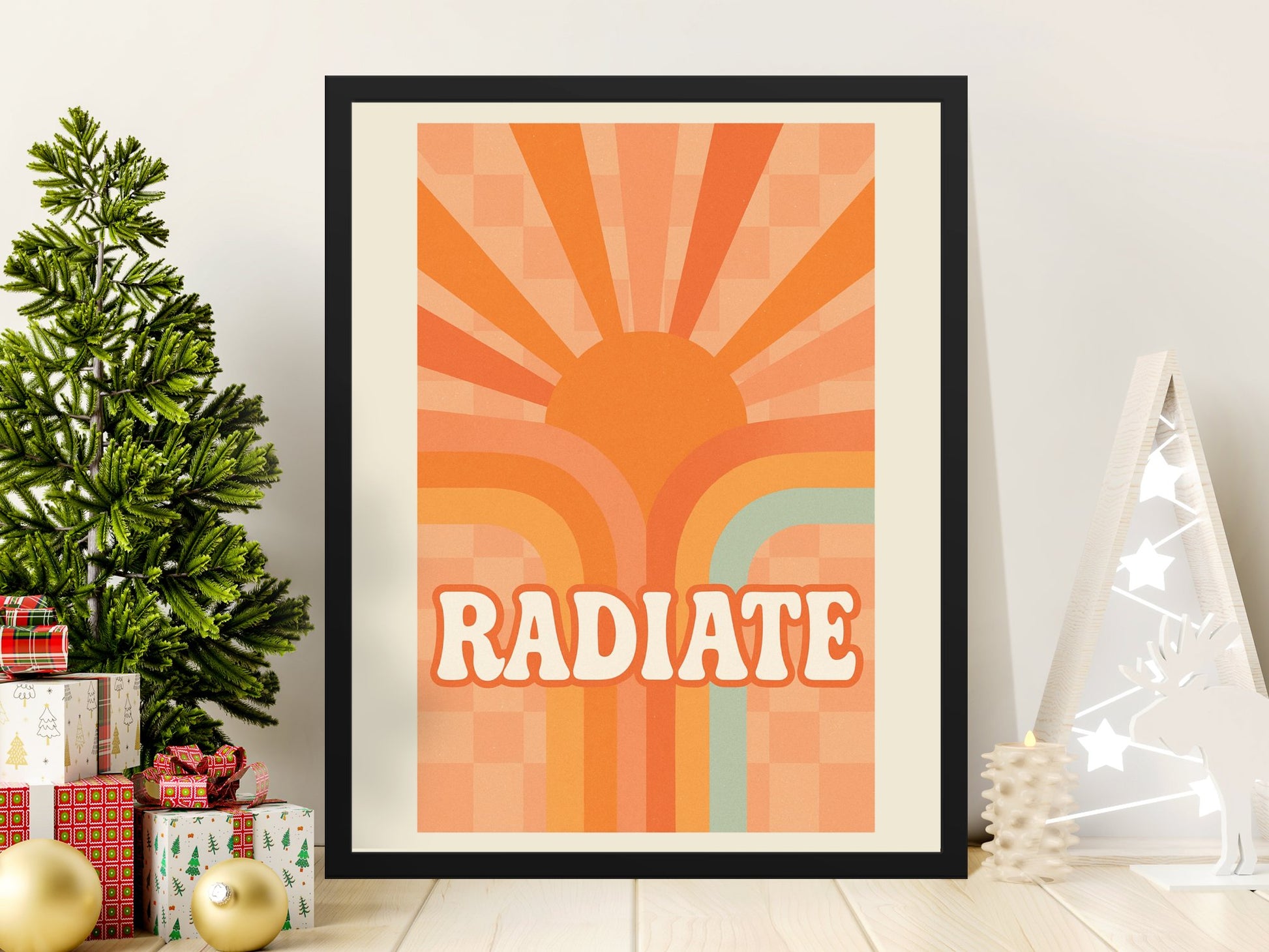 Retro Radiate Sunshine Art Print, Vintage Style Bold Color Wall Decor