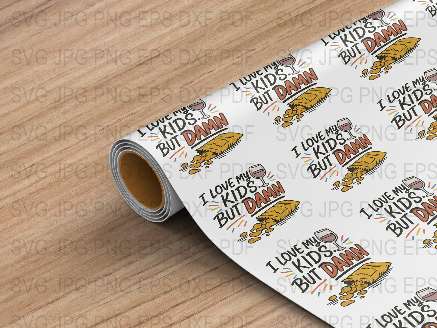 Funny Parenting Quote Vinyl Decal, 'I Love My Kids But Damn' Sticker Roll for Crafts and DIY Projects