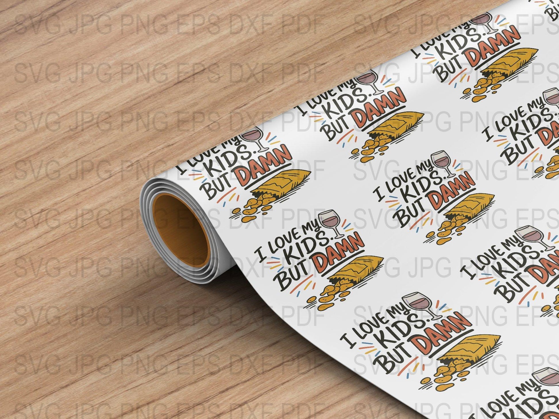 Funny Parenting Quote Vinyl Decal, 'I Love My Kids But Damn' Sticker Roll for Crafts and DIY Projects