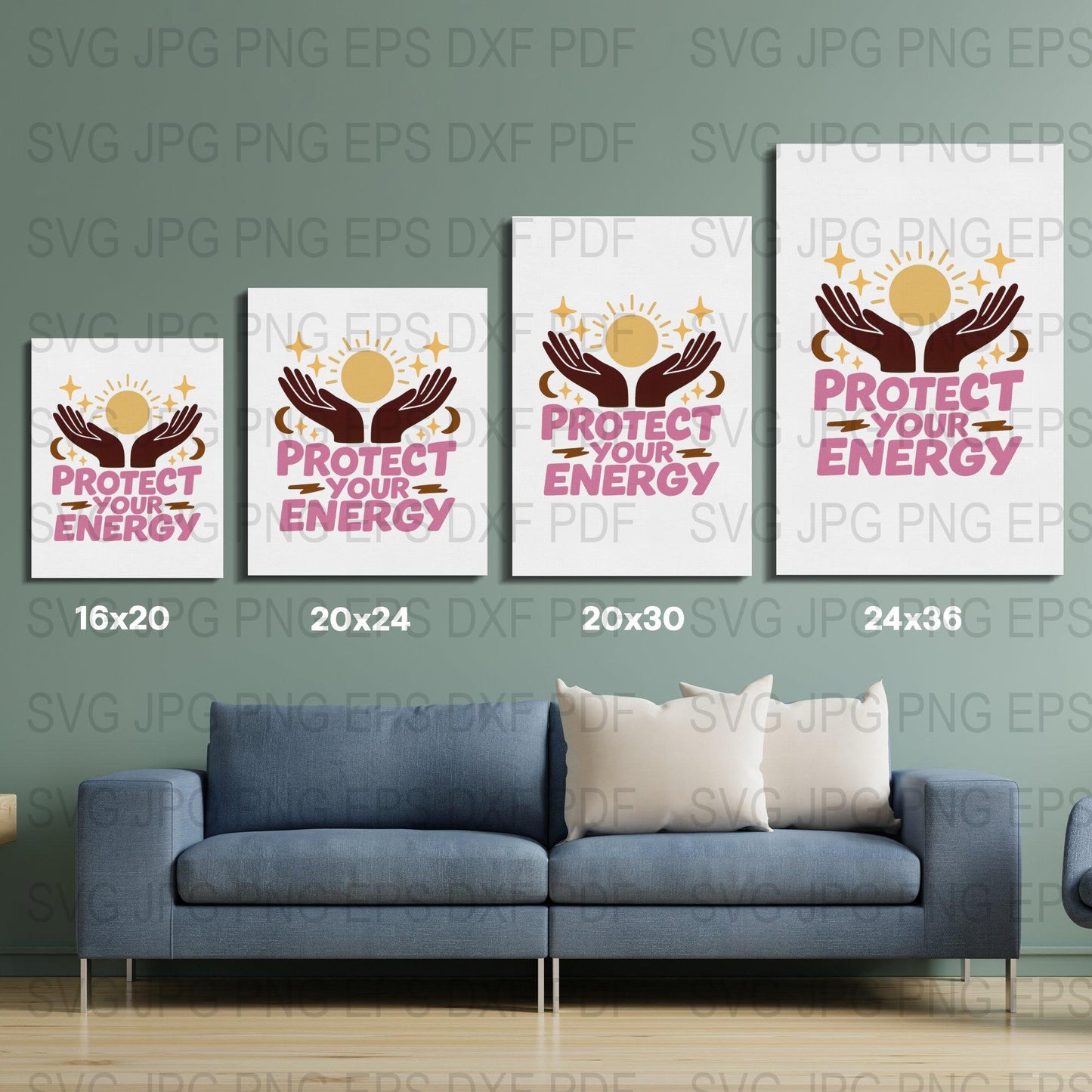 Protect Your Energy Wall Art, Spiritual Decor, Positive Vibes Poster, Modern Home Decor, Living Room Wall Hanging, Digital Print Files