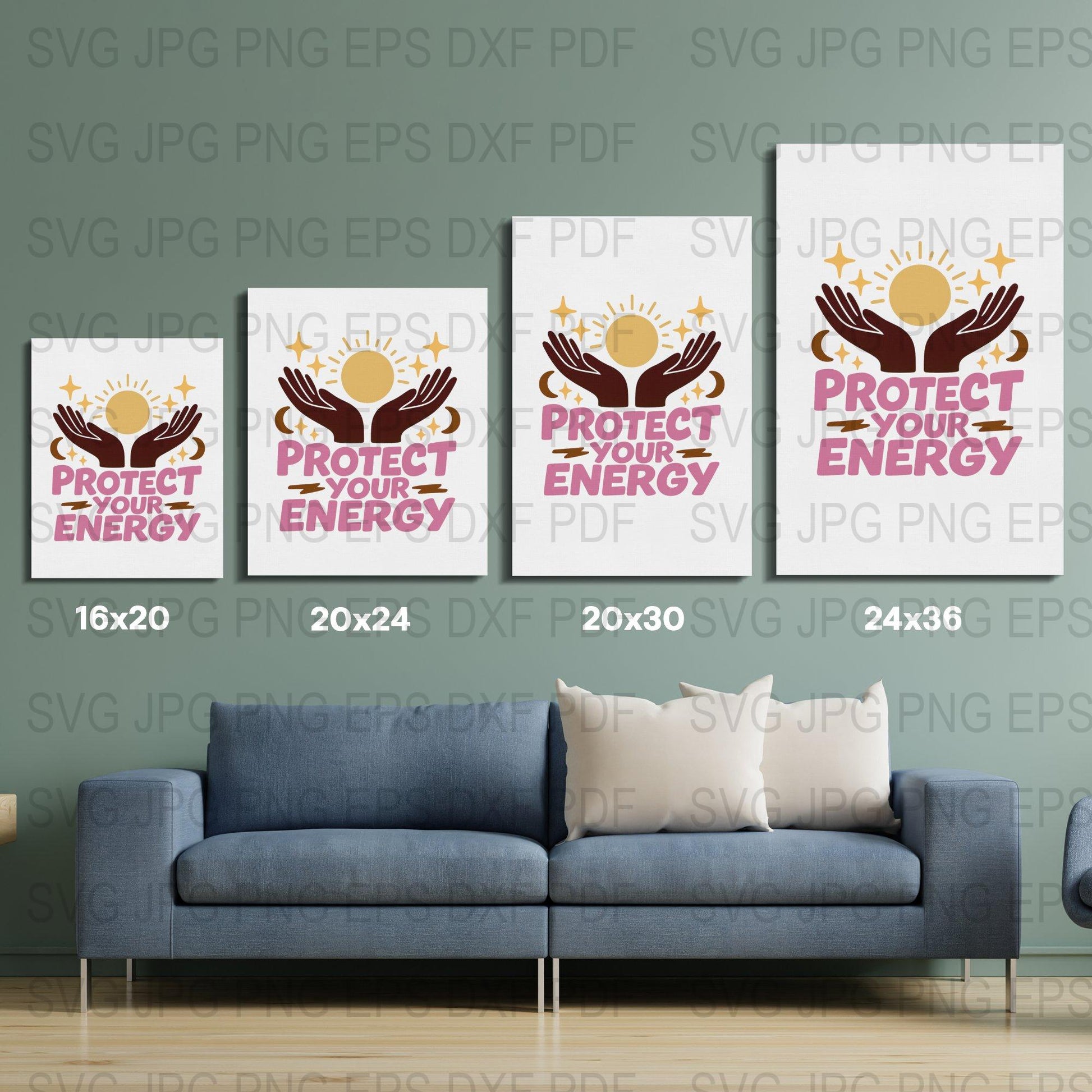 Protect Your Energy Wall Art, Spiritual Decor, Positive Vibes Poster, Modern Home Decor, Living Room Wall Hanging, Digital Print Files
